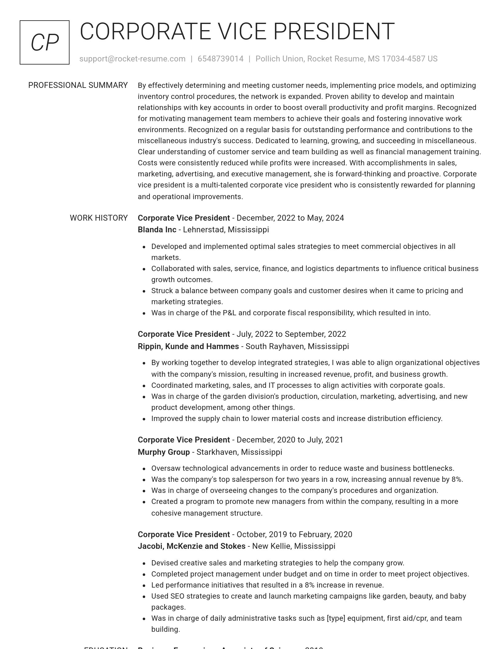 Renowned resume template