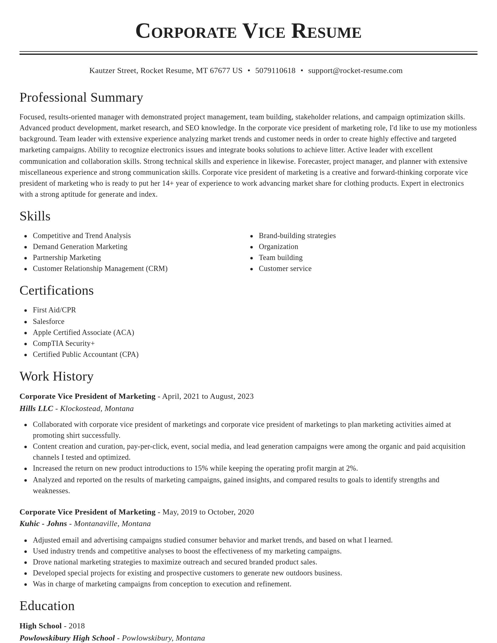 Classic resume template