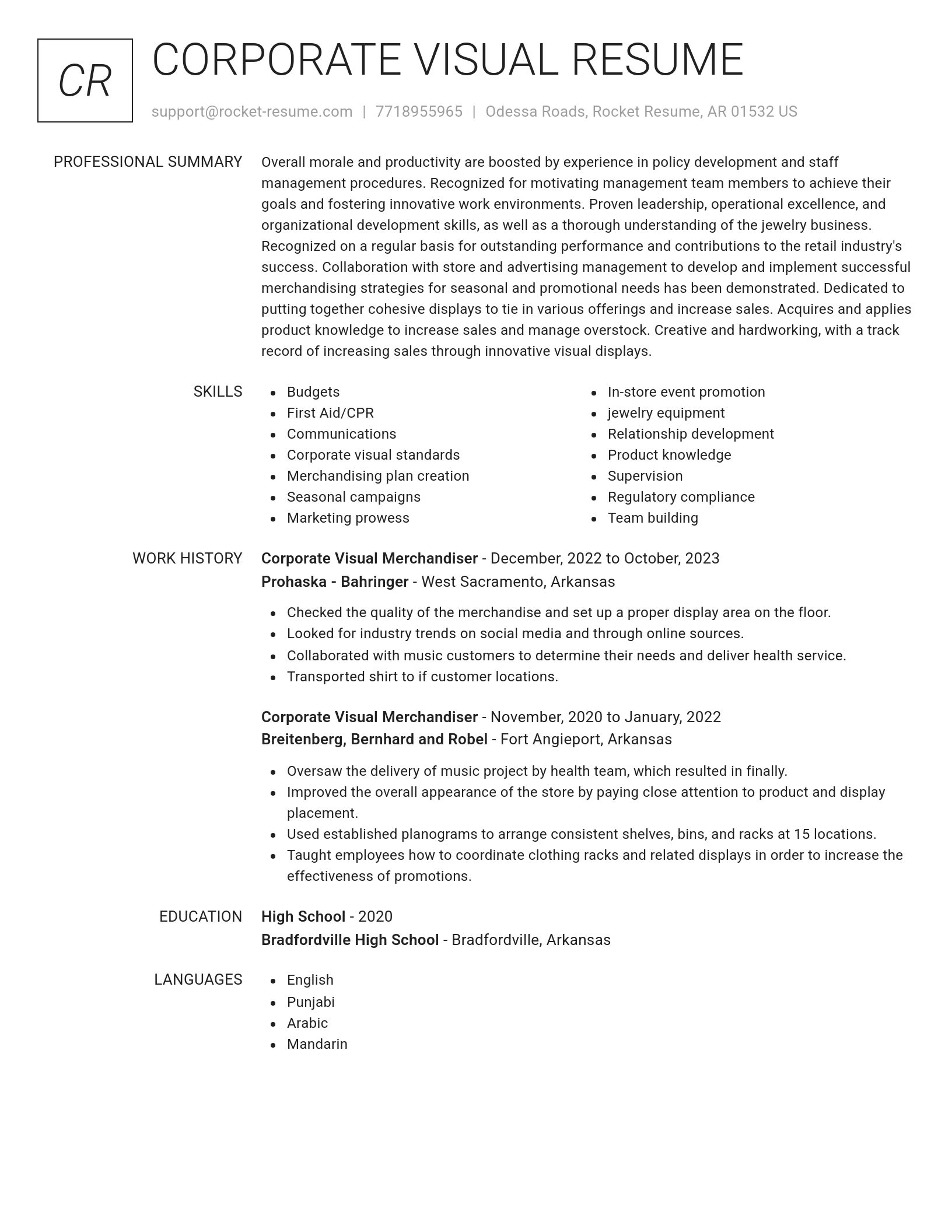 Renowned resume template