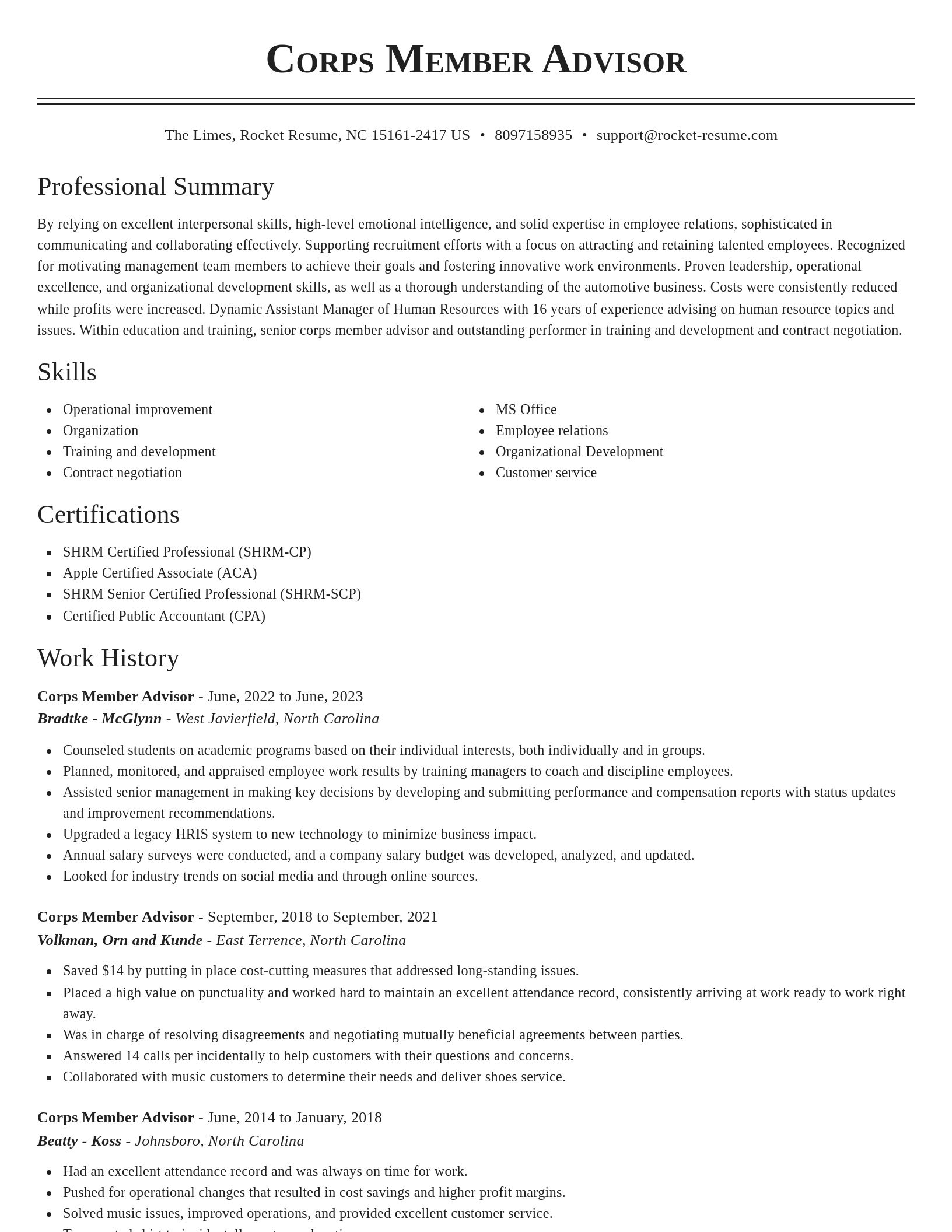 Classic resume template