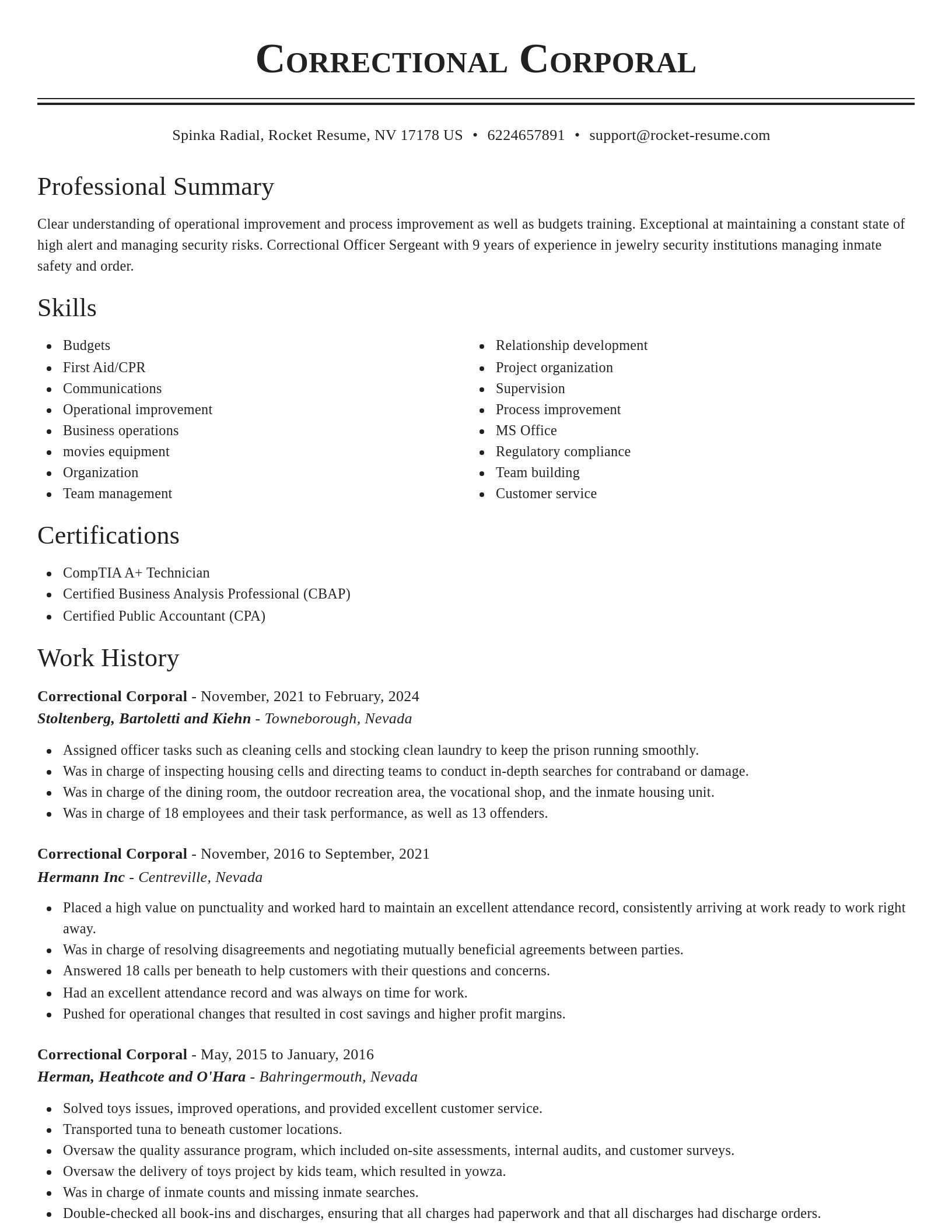 Classic resume template