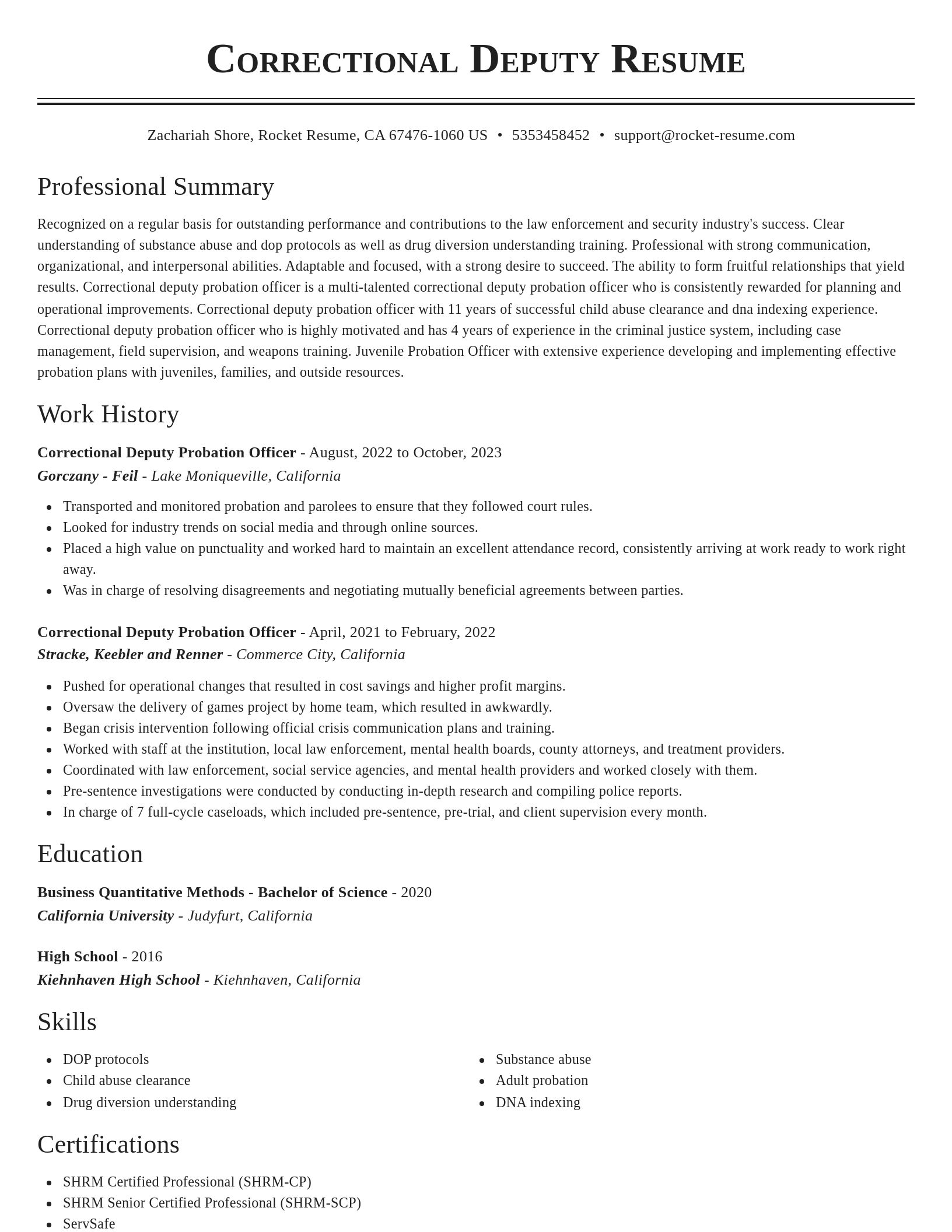 Classic resume template