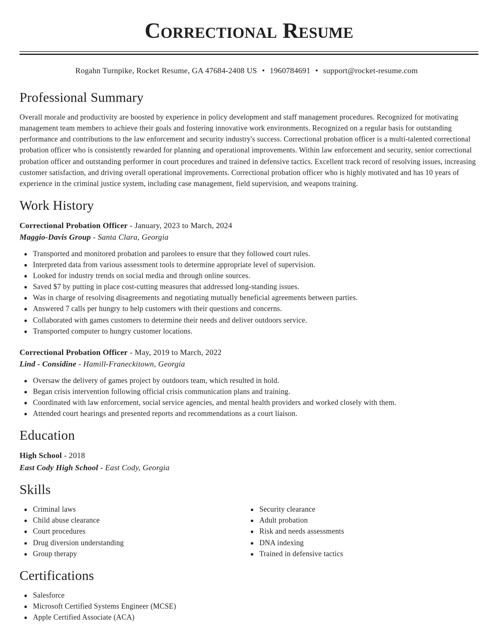 Classic resume template