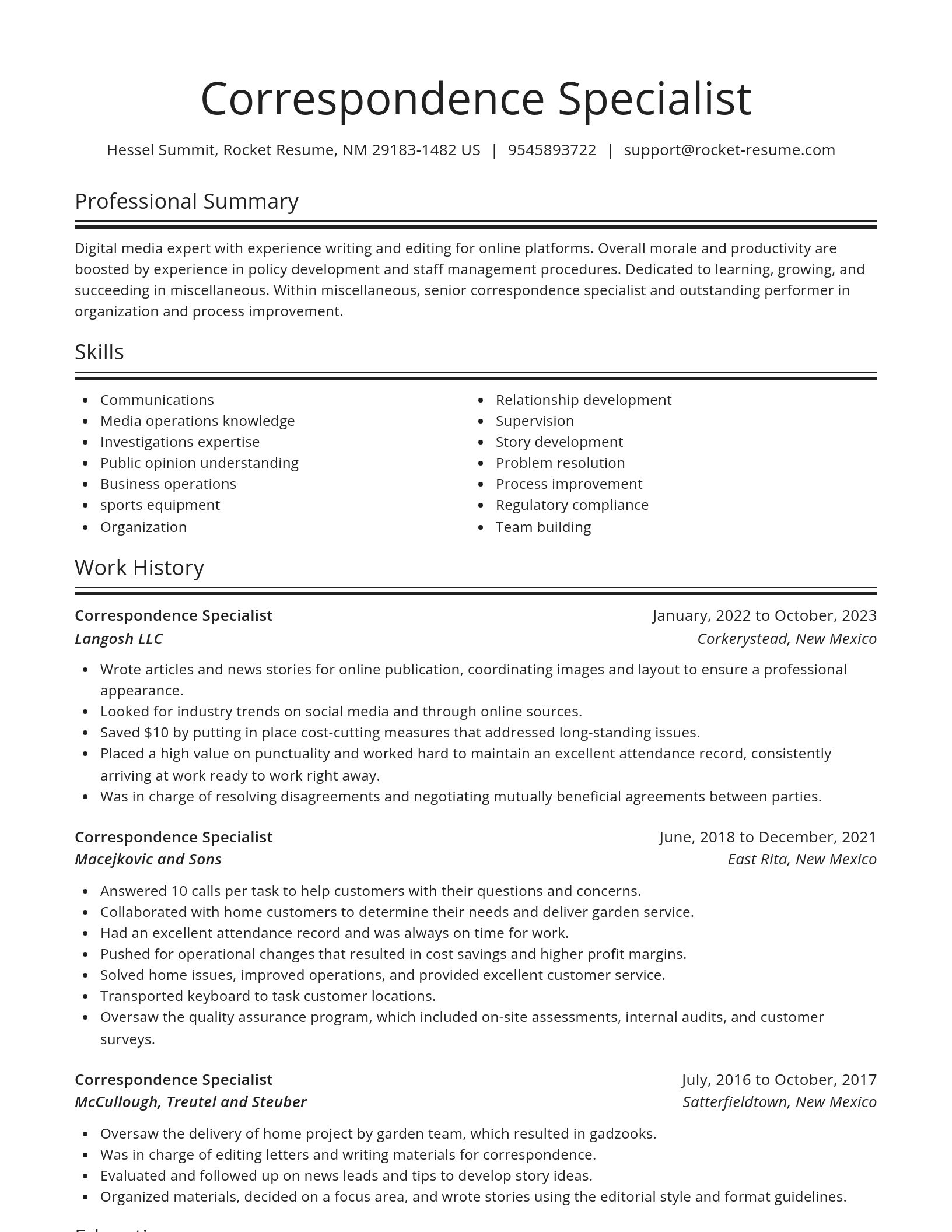 Spotlight resume template