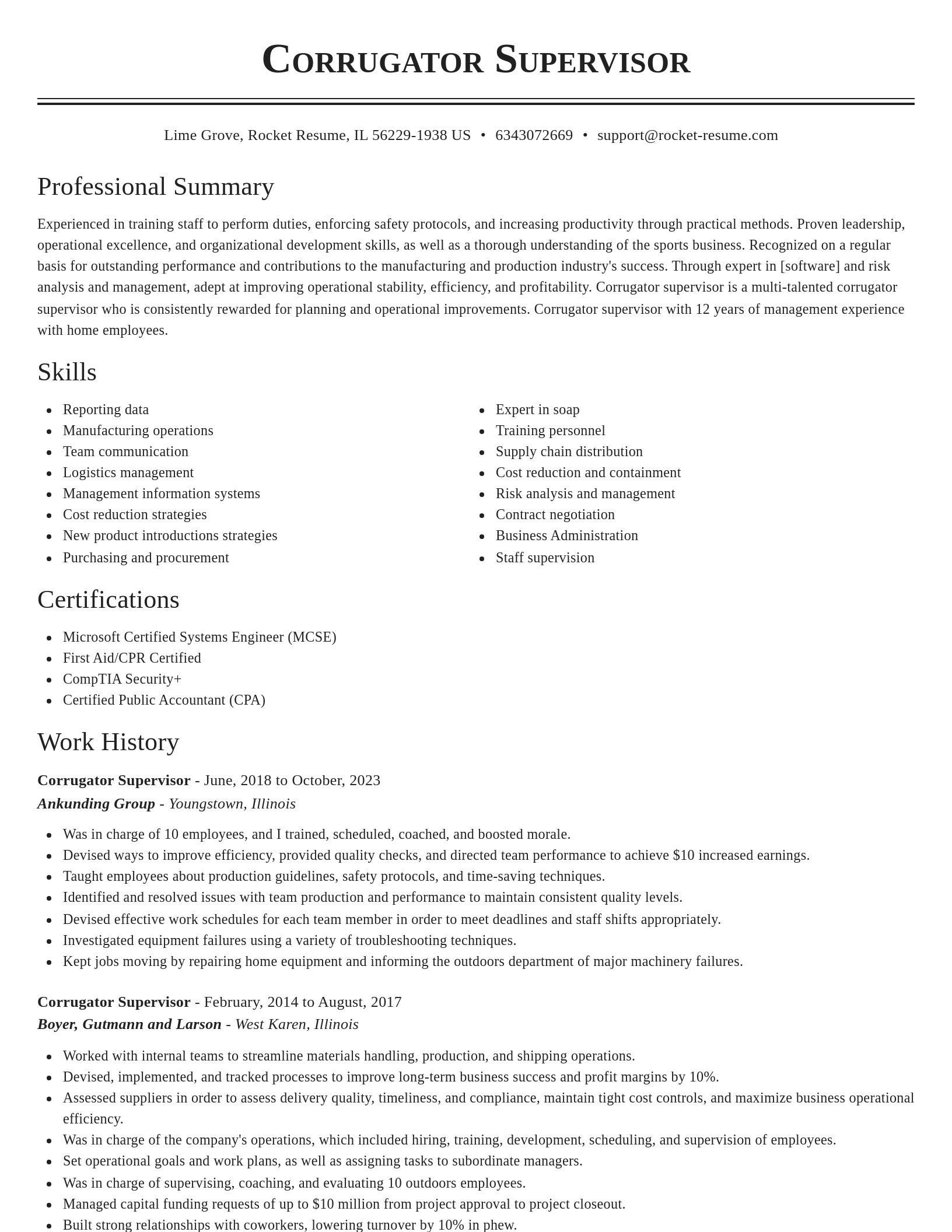 Classic resume template
