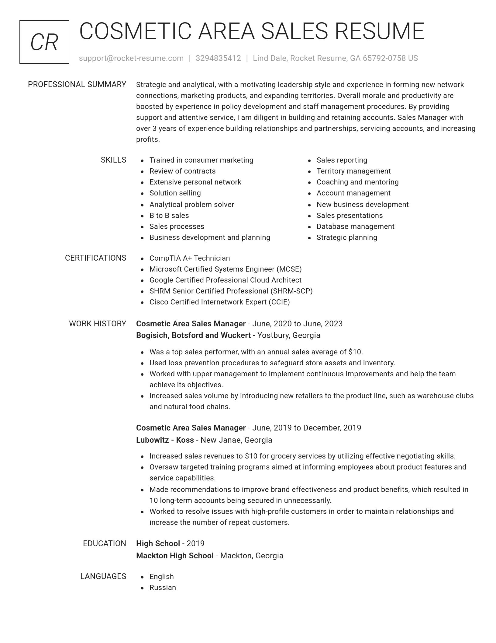 Renowned resume template