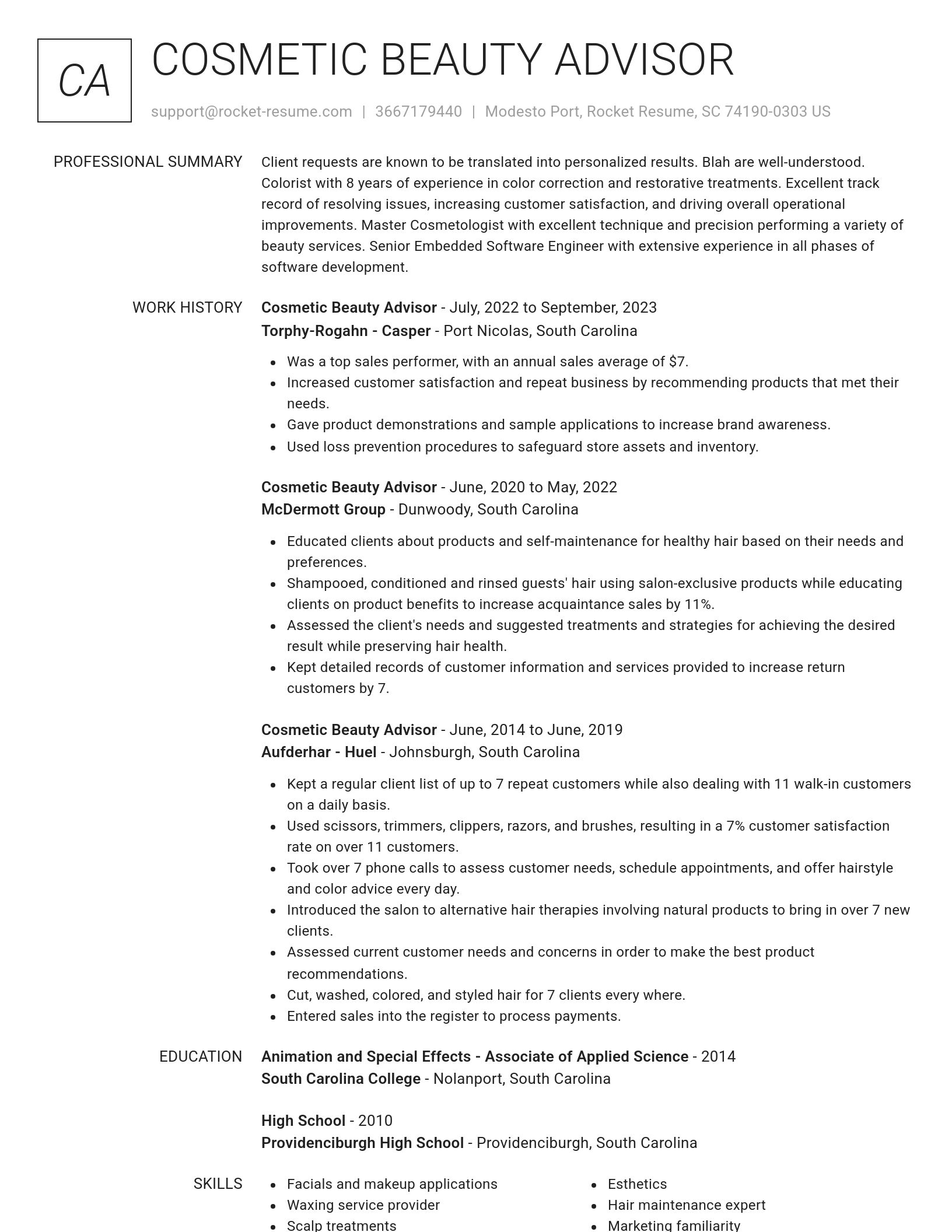 Renowned resume template