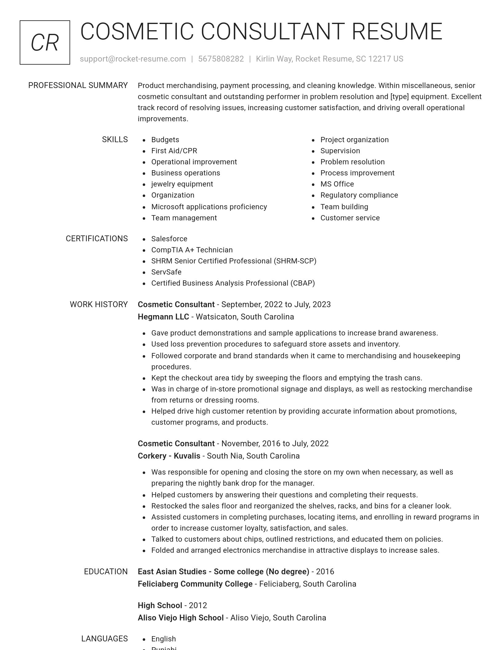 Renowned resume template