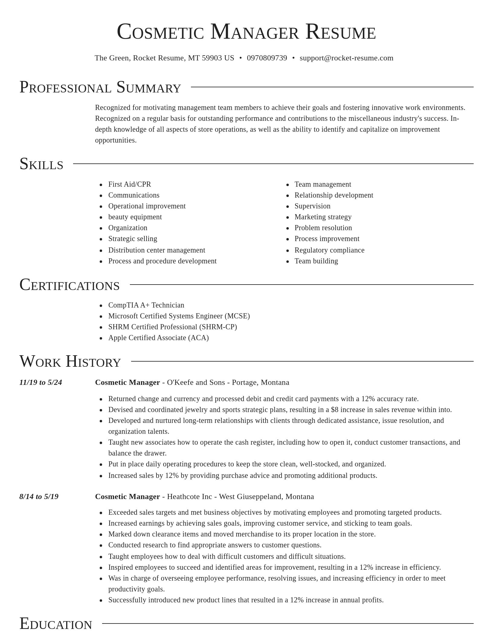 Director resume template