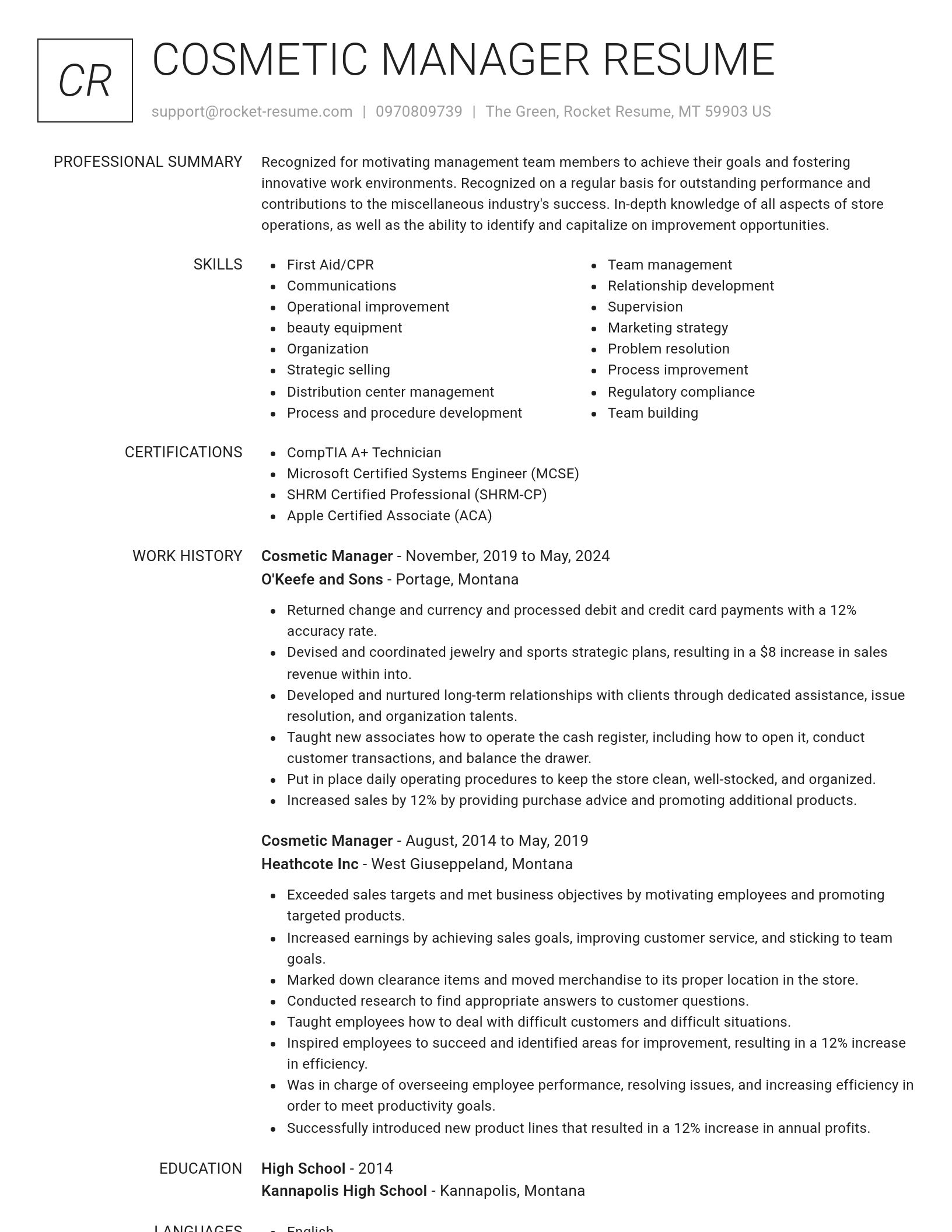 Renowned resume template