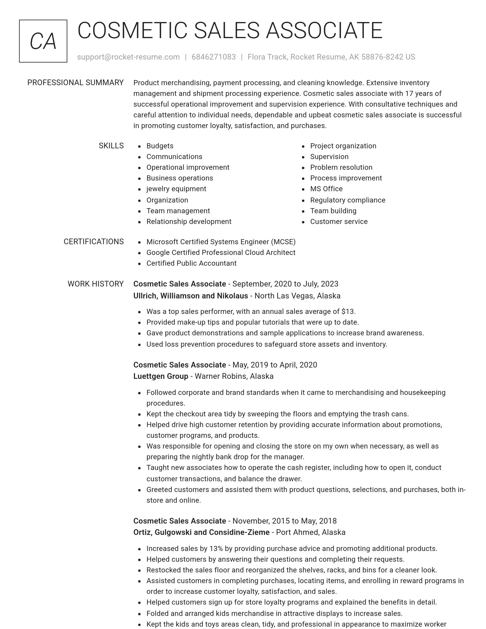 Renowned resume template
