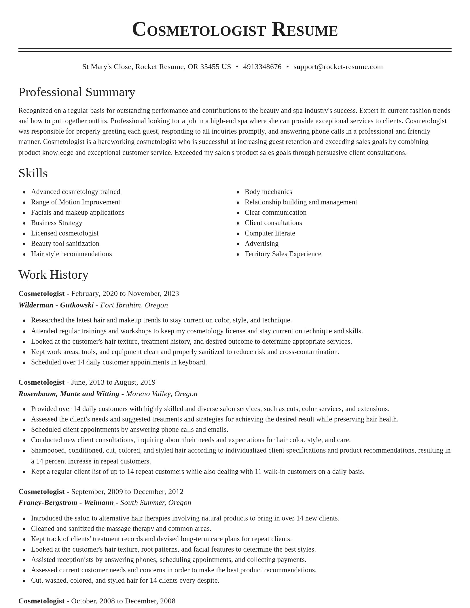 Classic resume template