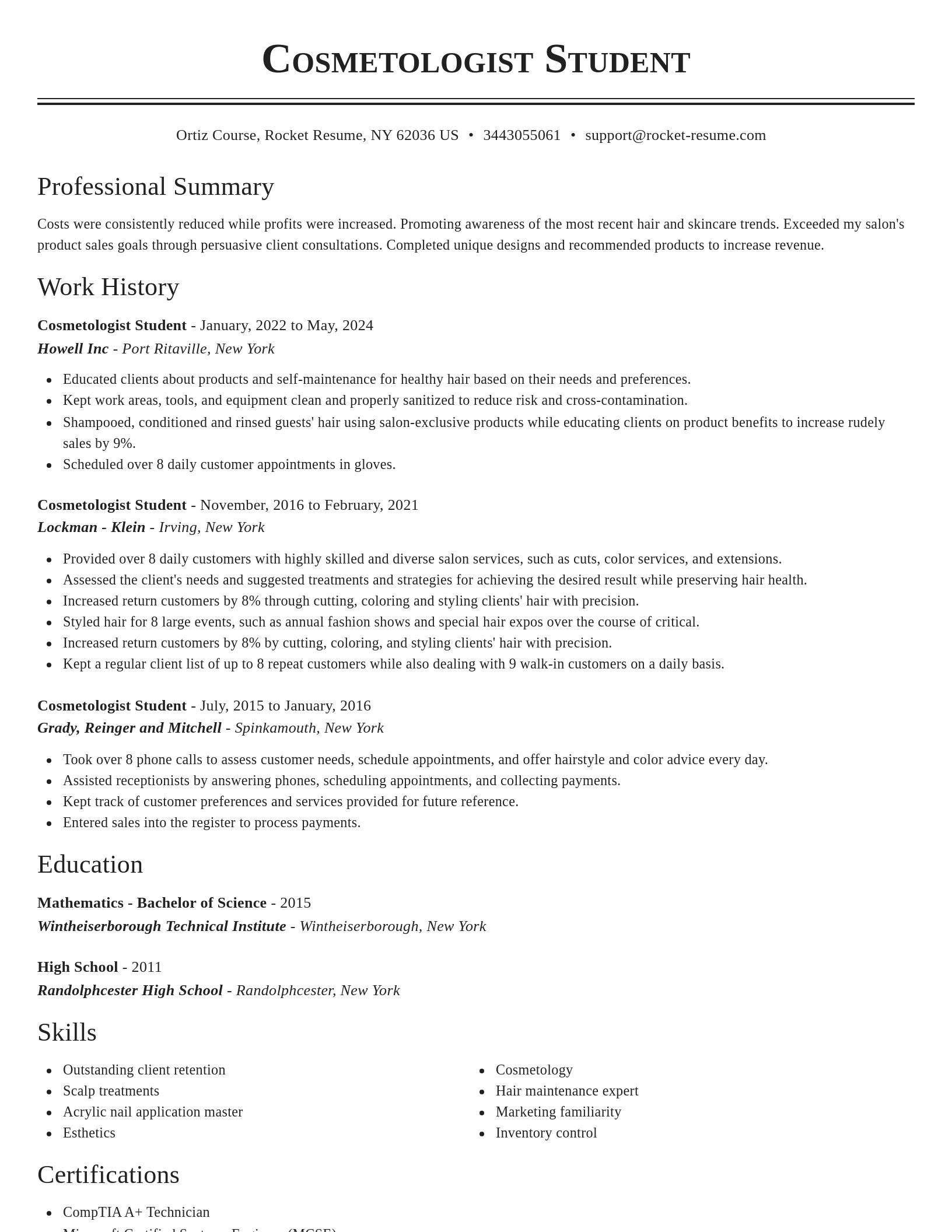 Classic resume template