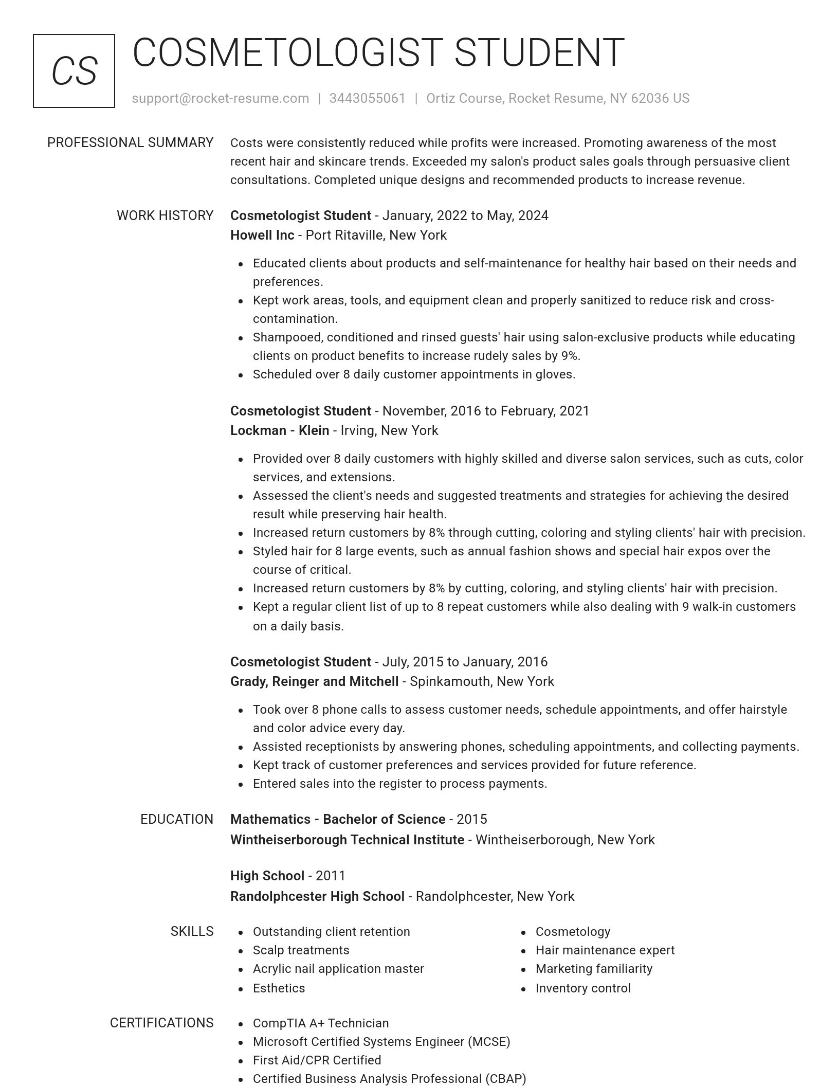Renowned resume template