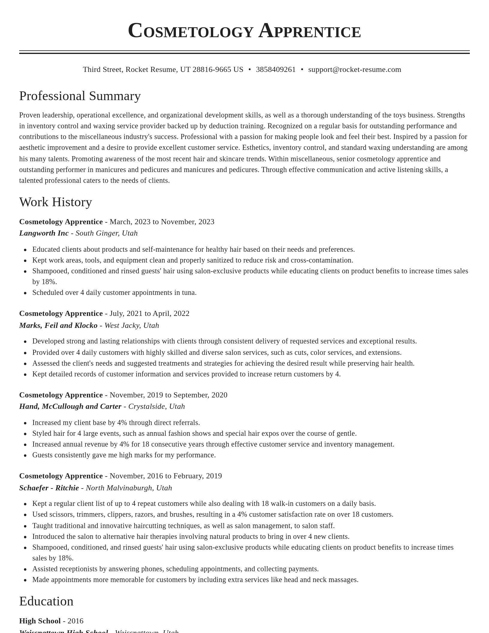 Classic resume template