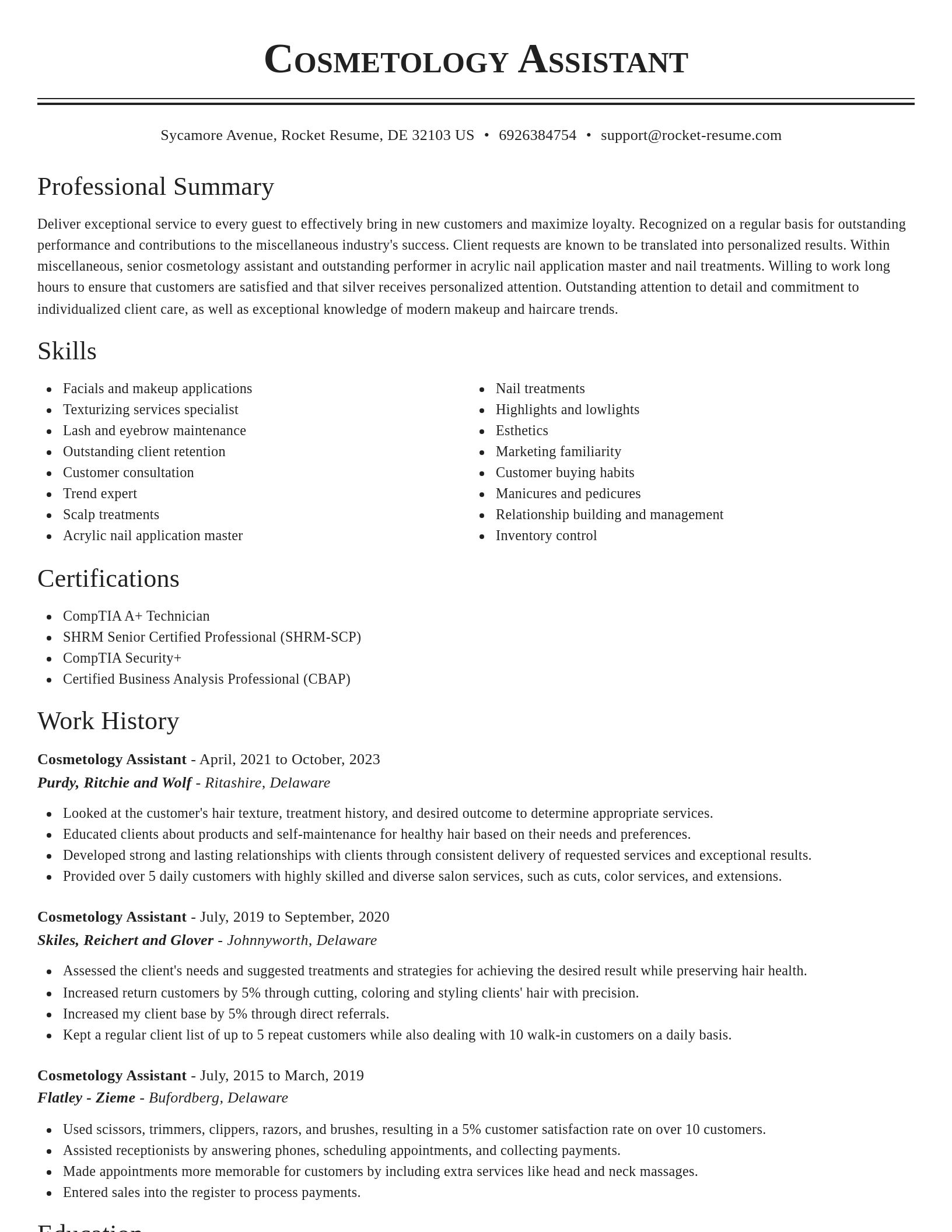 Classic resume template