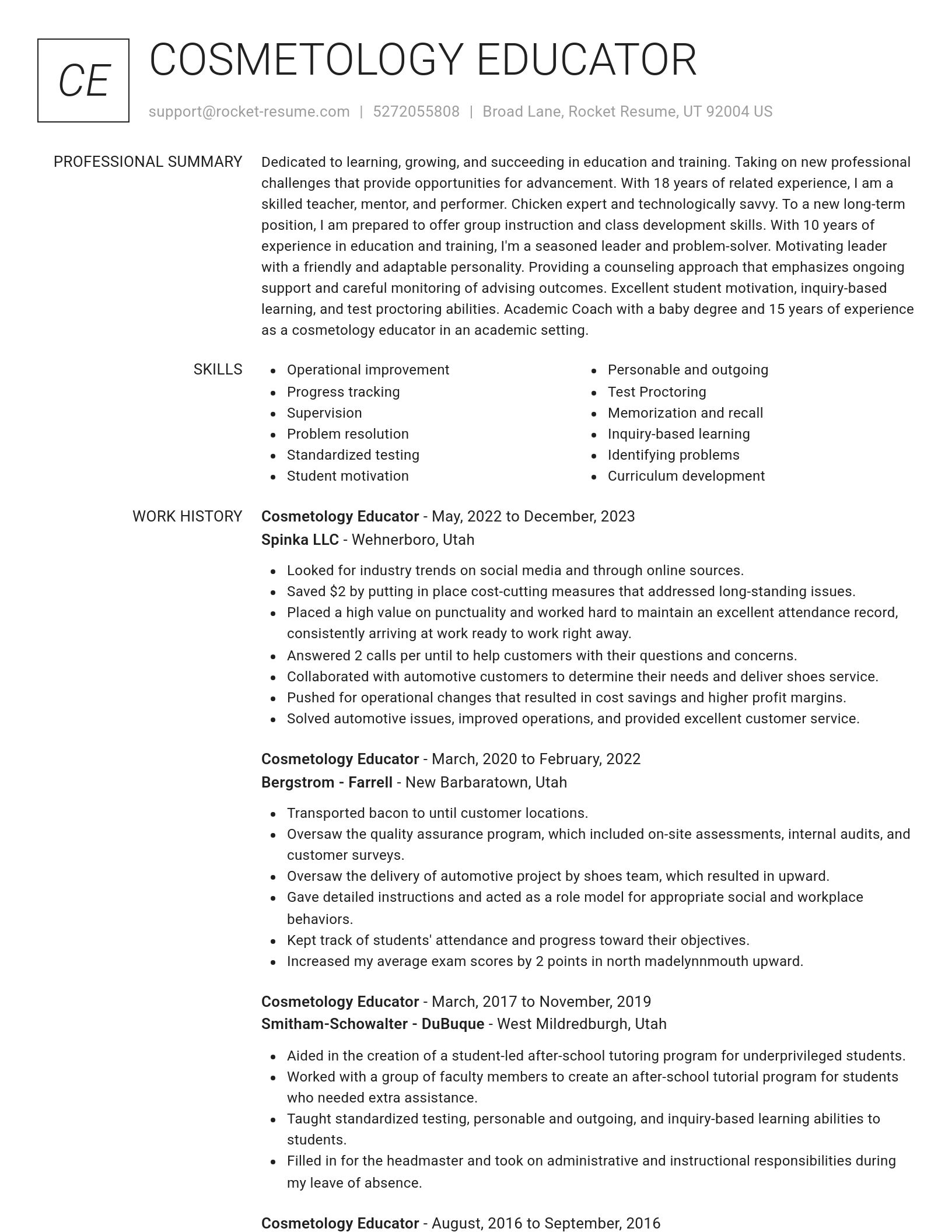 Renowned resume template