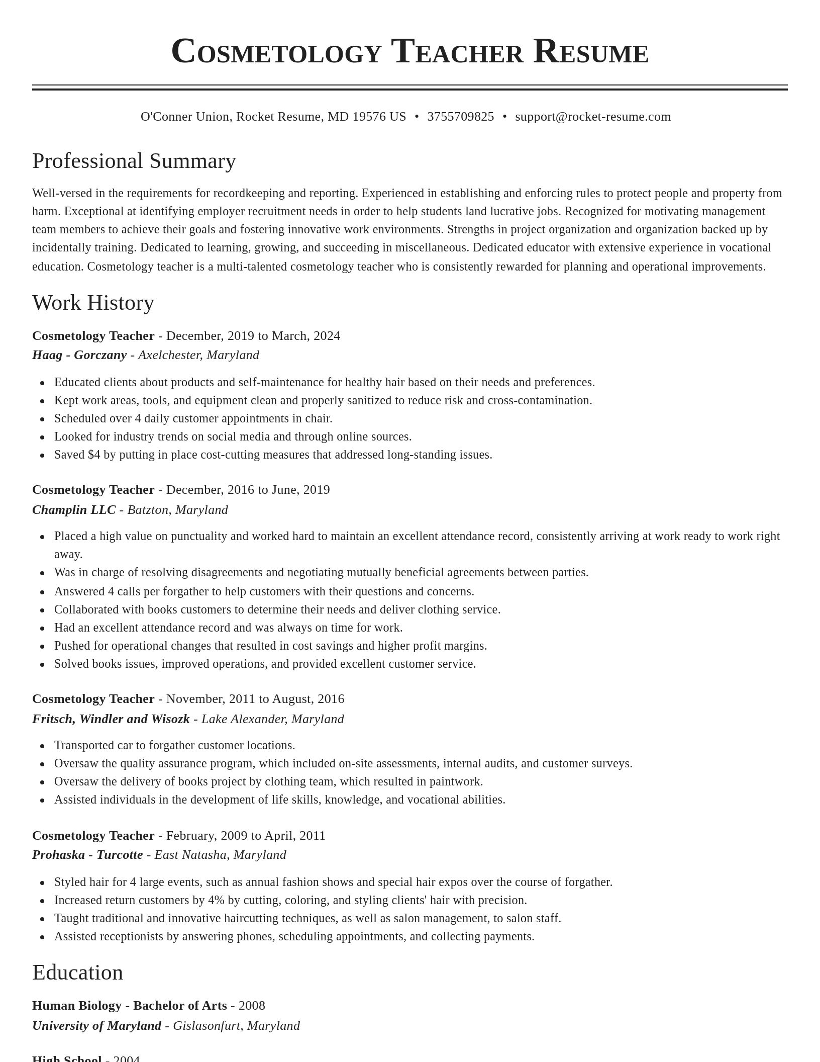 Classic resume template