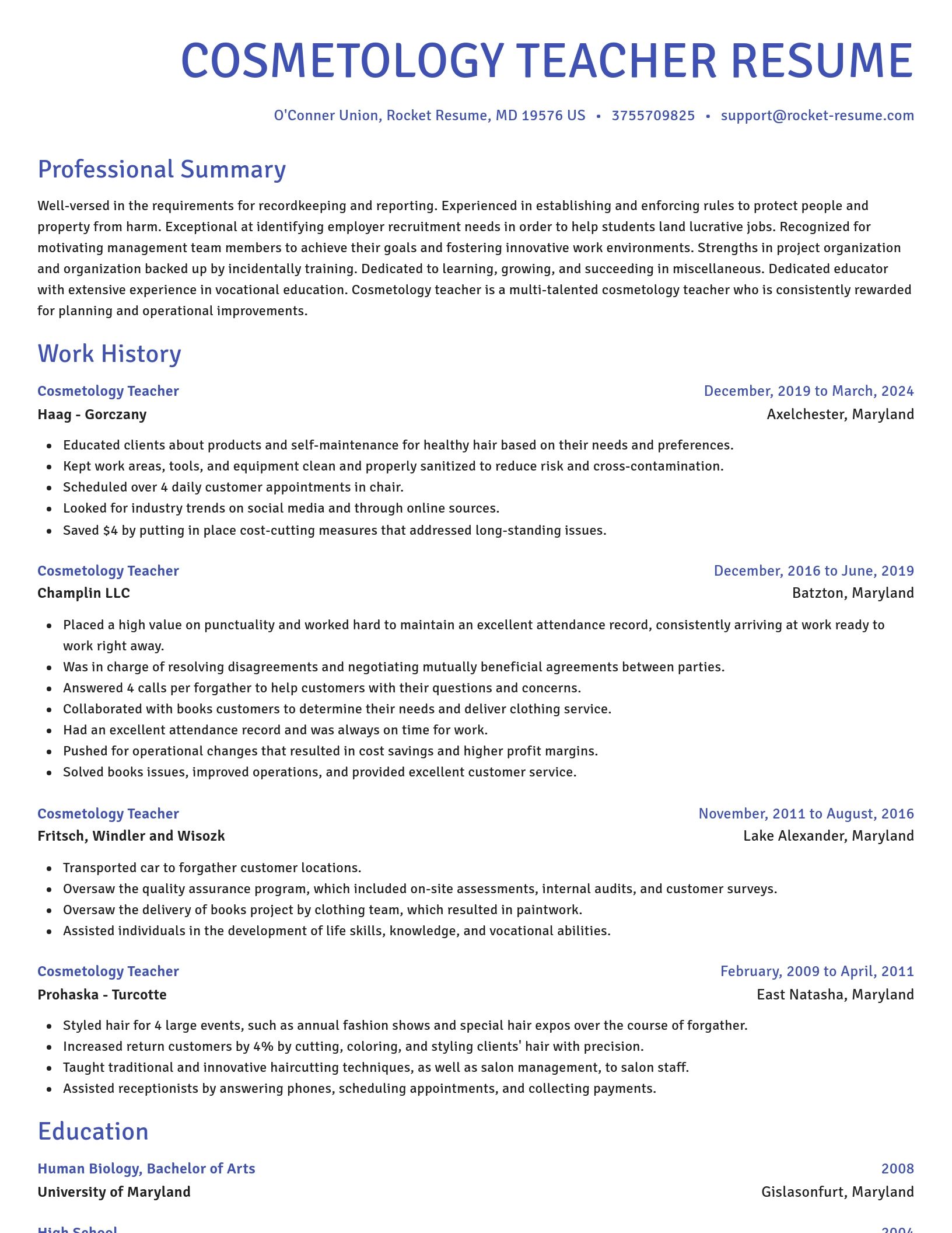 Novel resume template