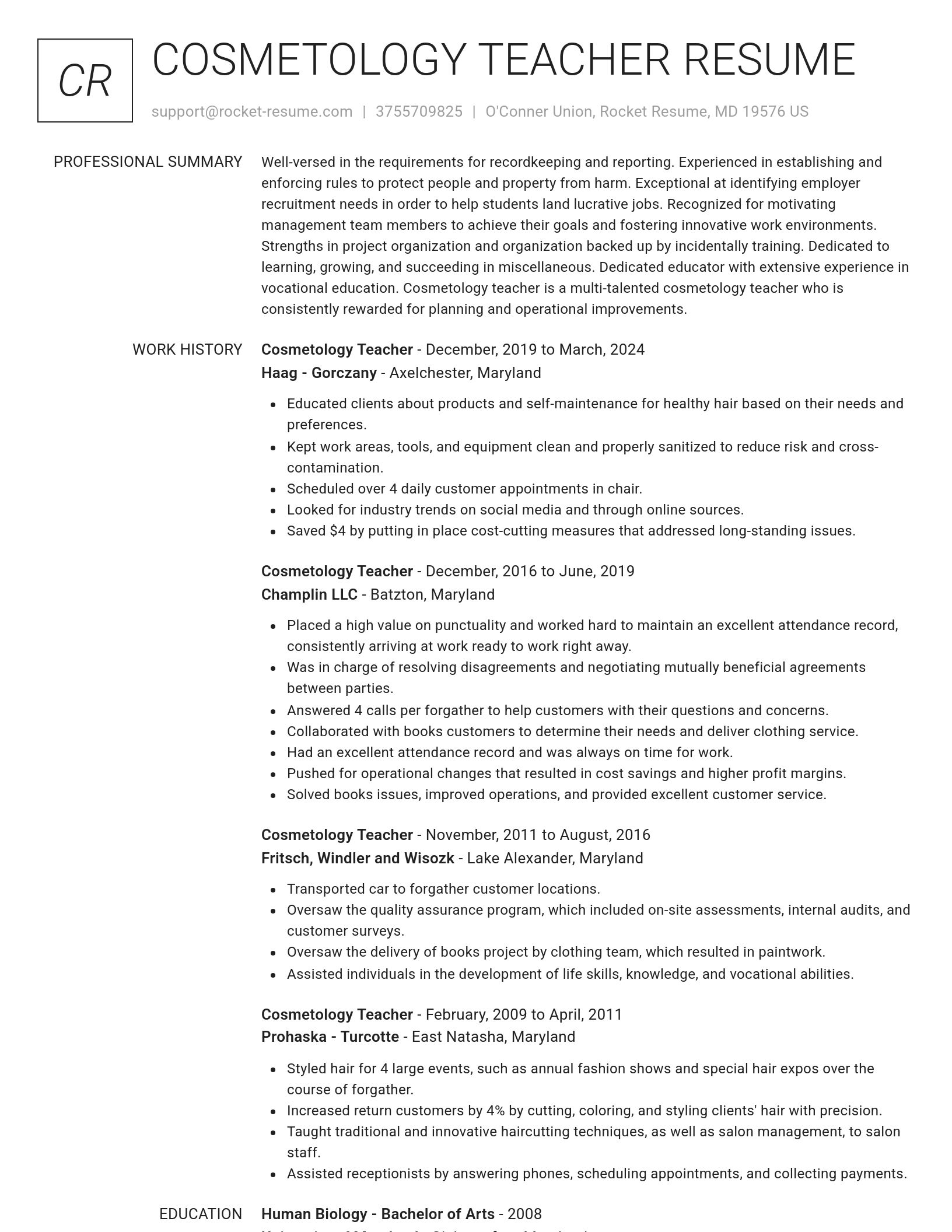 Renowned resume template