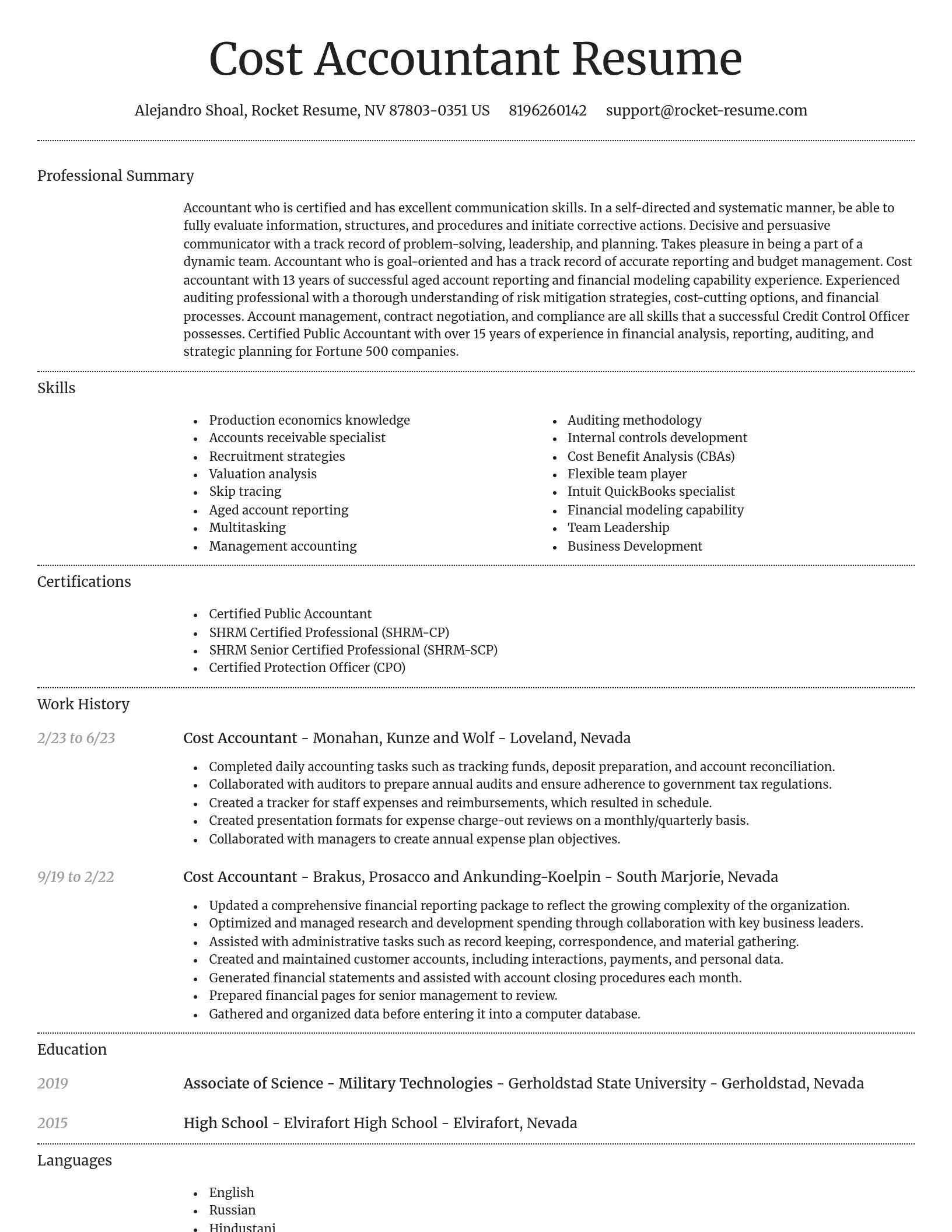 Dignified resume template