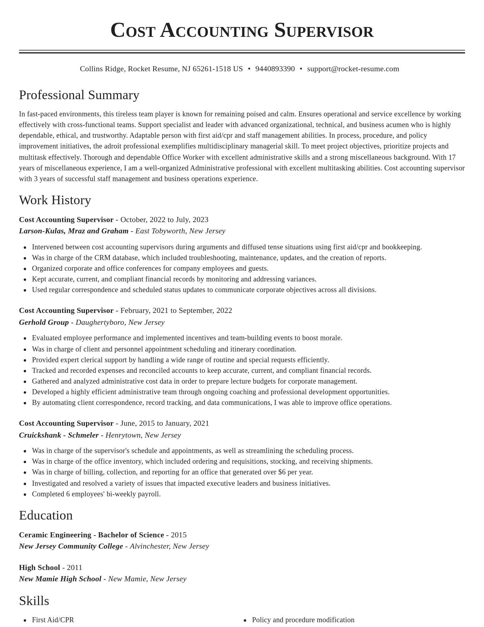 Classic resume template