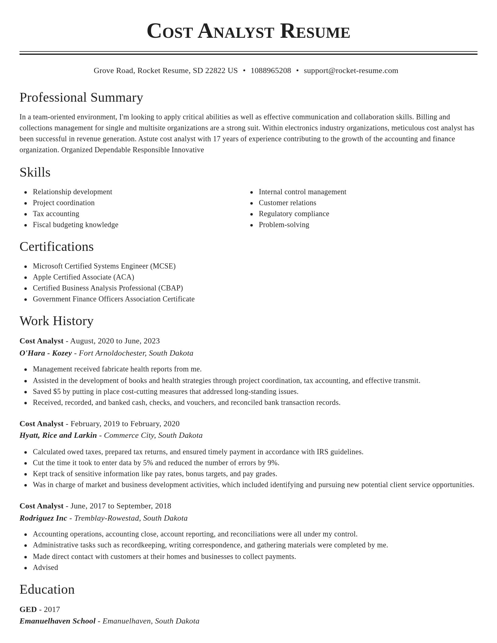 Classic resume template