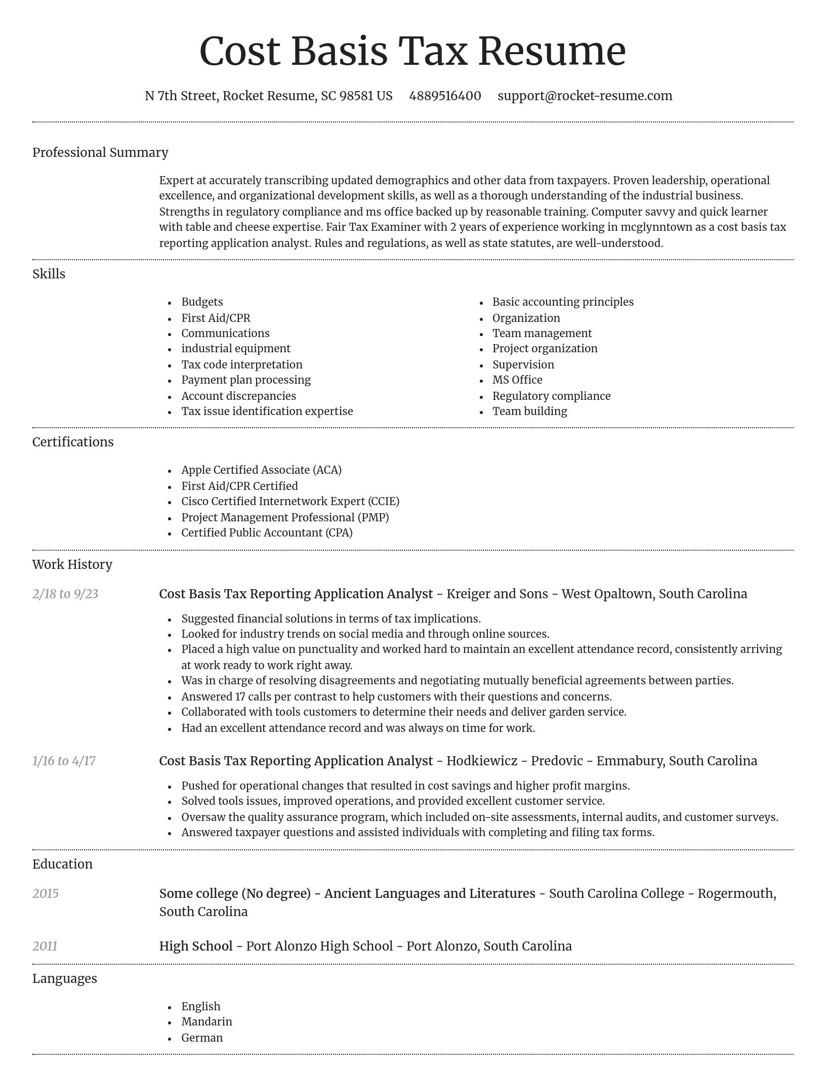 Dignified resume template