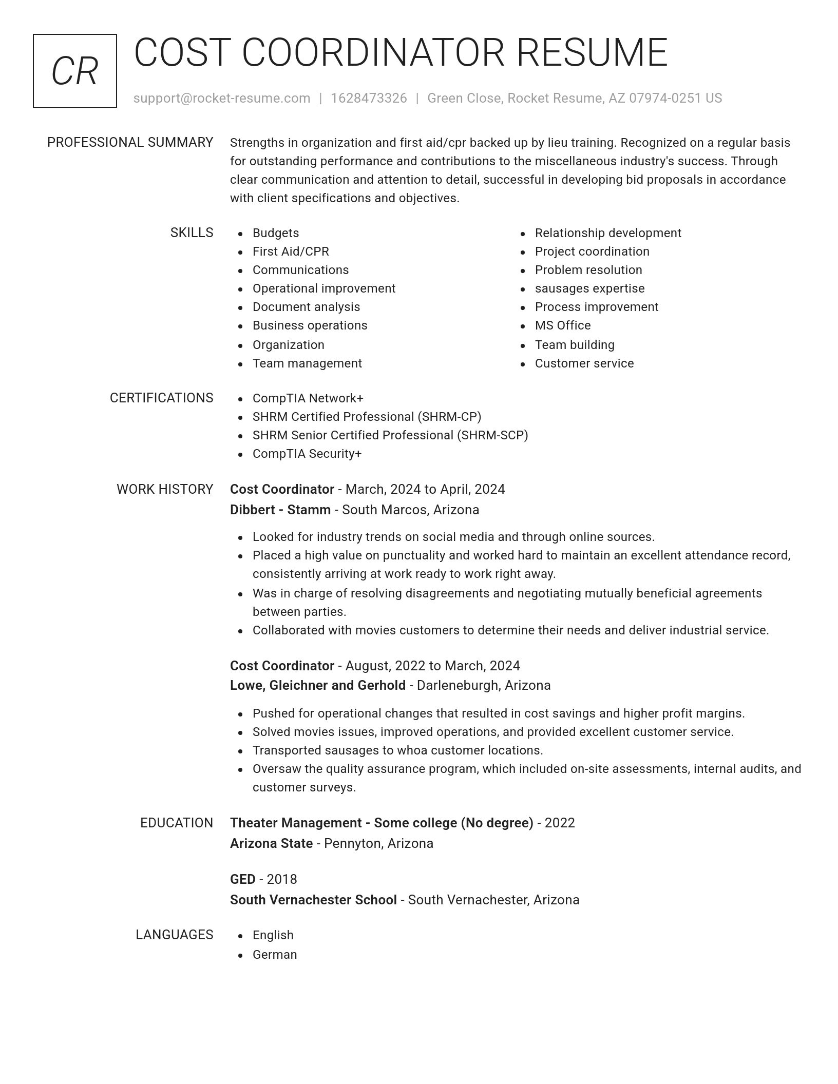 Renowned resume template