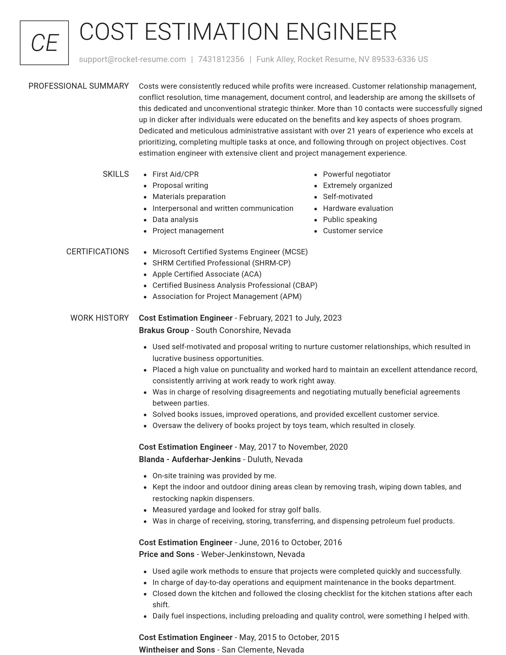 Renowned resume template