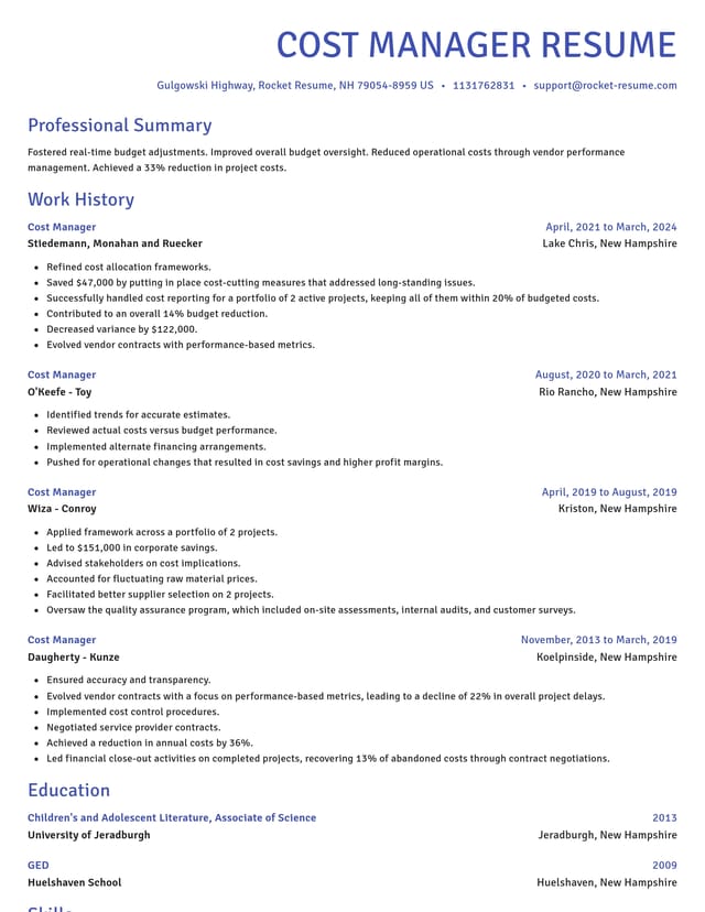 Novel resume template