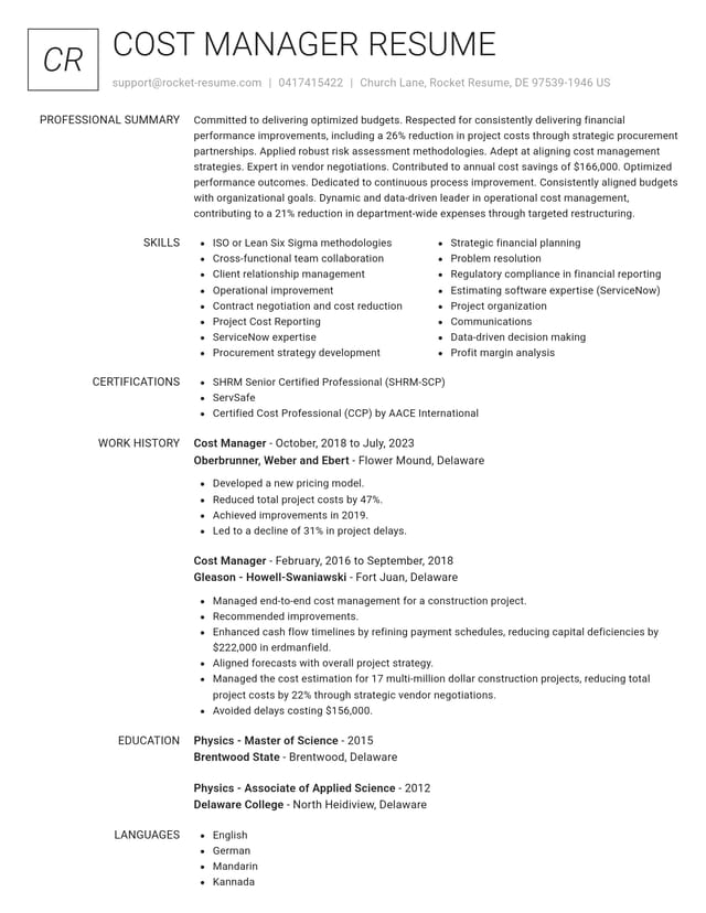 Renowned resume template