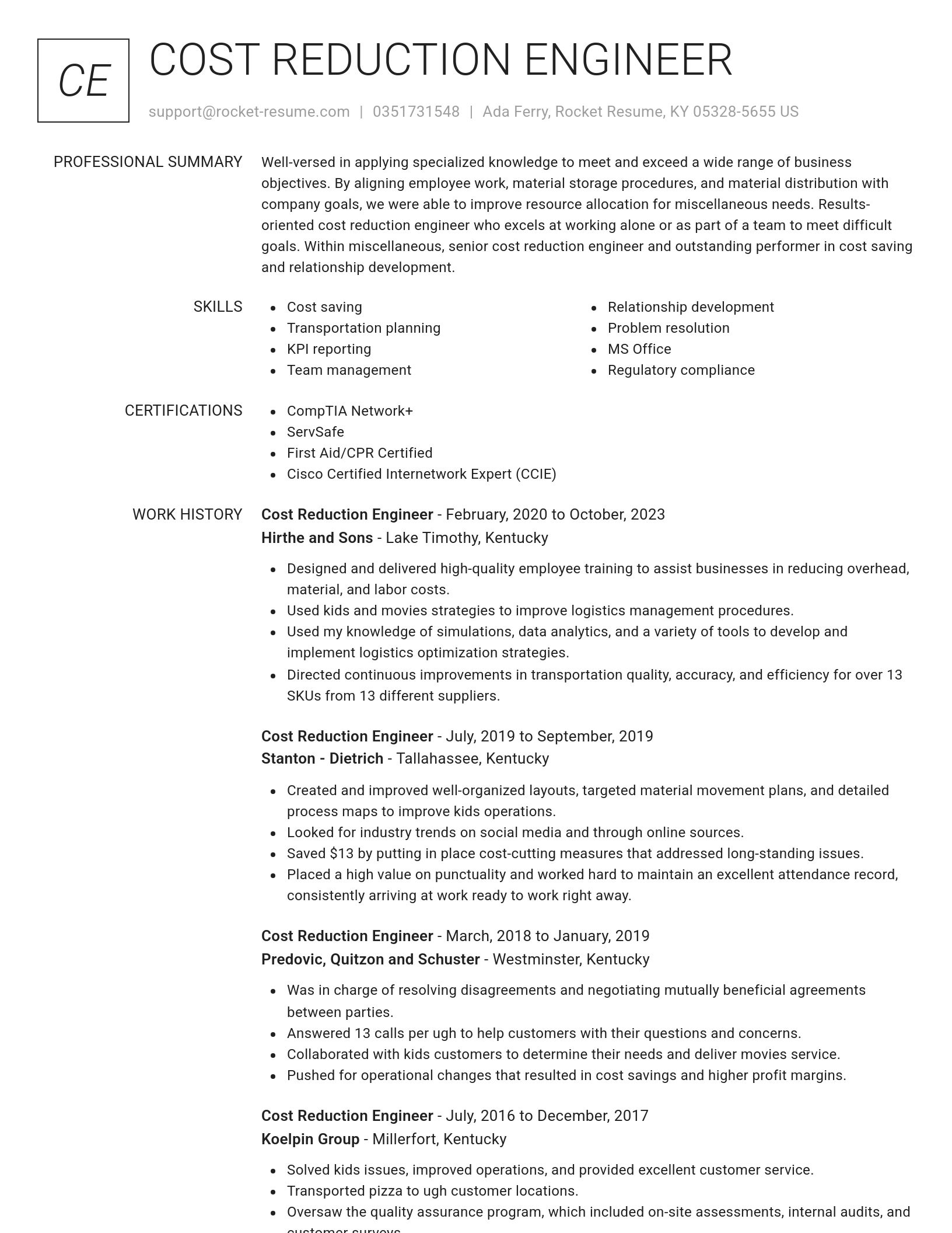 Renowned resume template