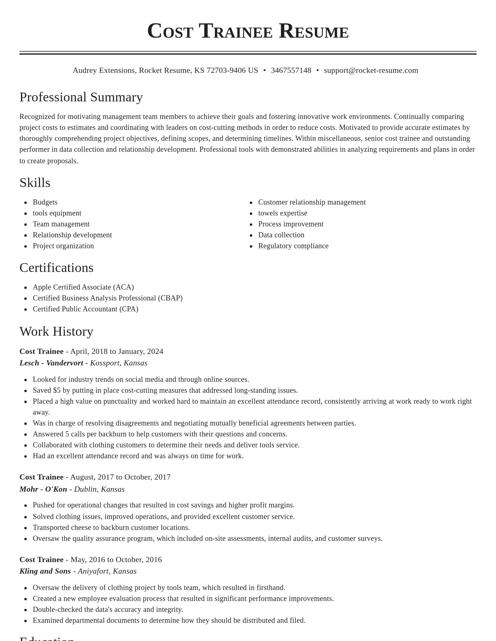 Classic resume template