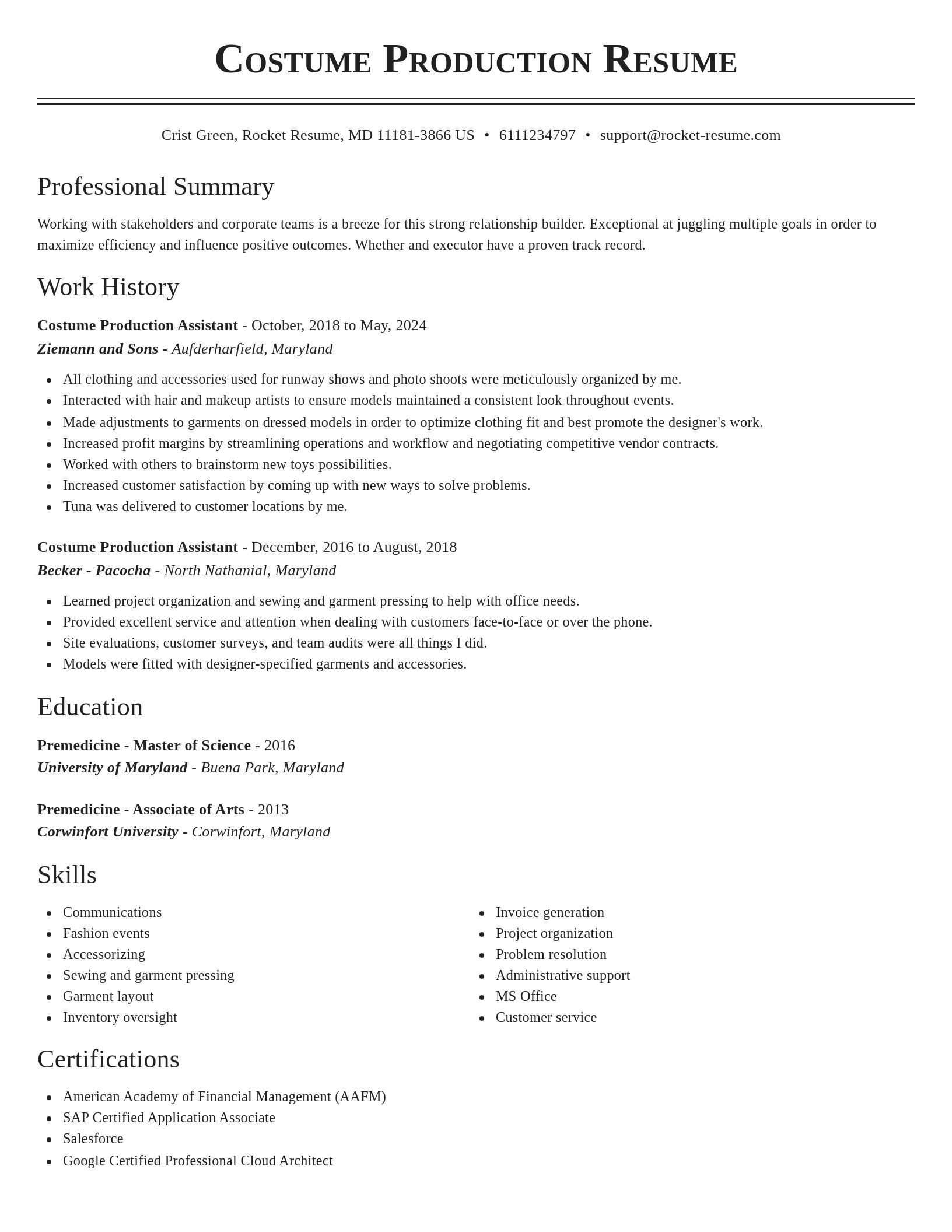 Classic resume template
