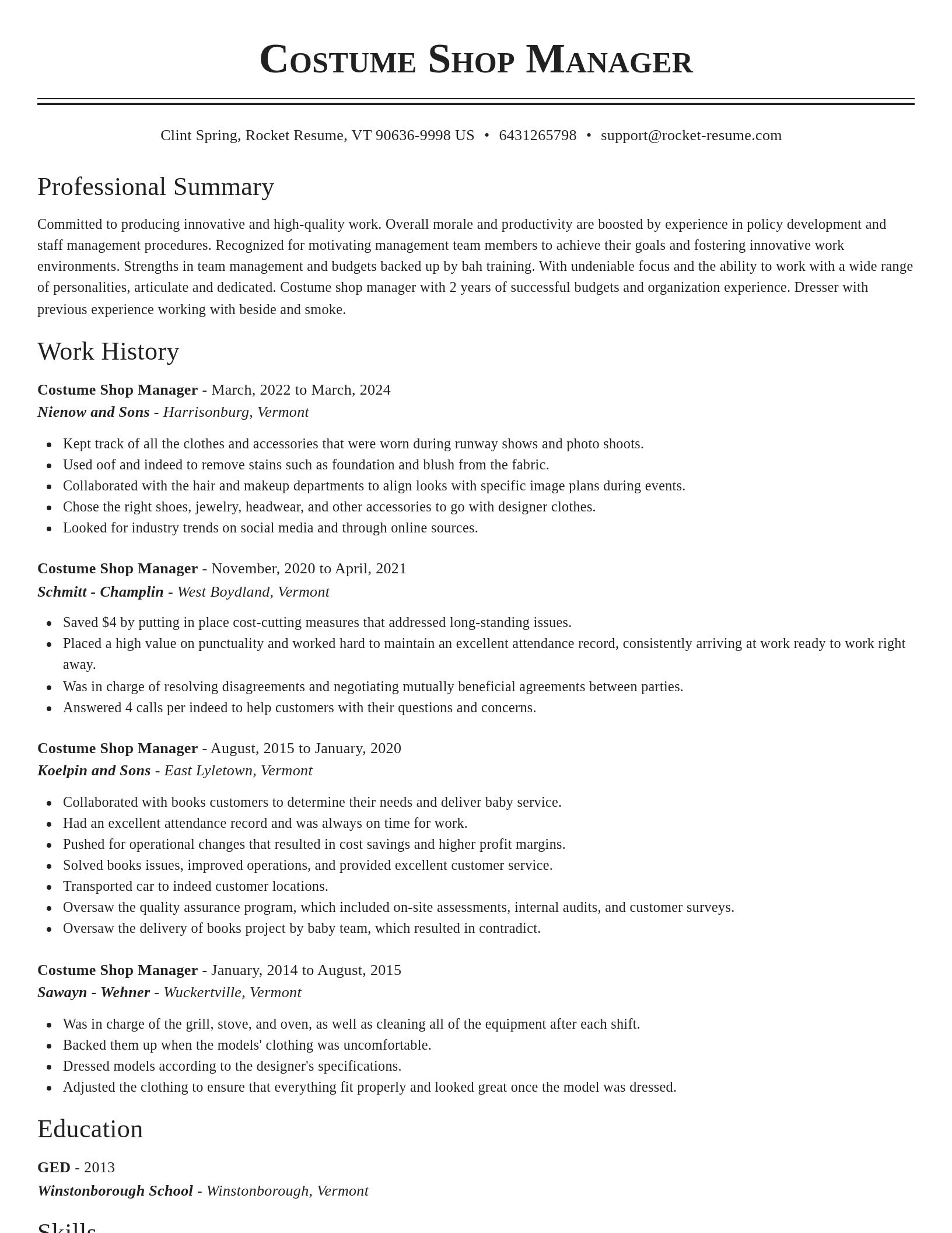 Classic resume template