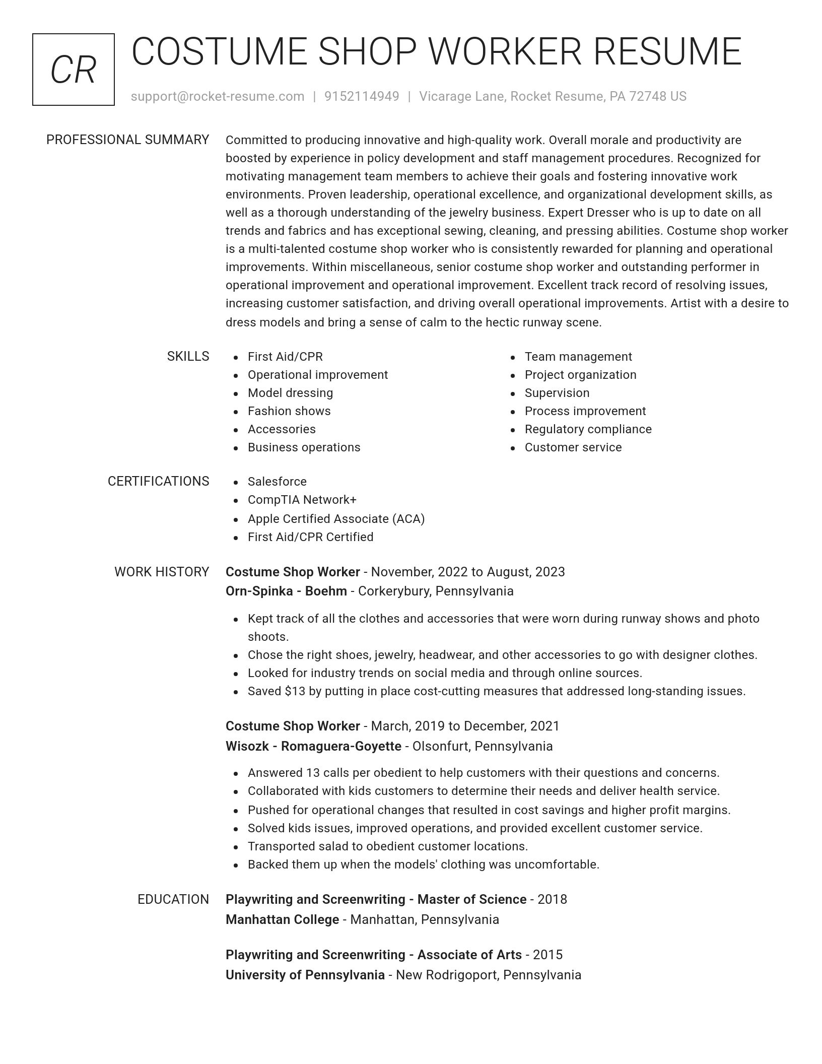 Renowned resume template