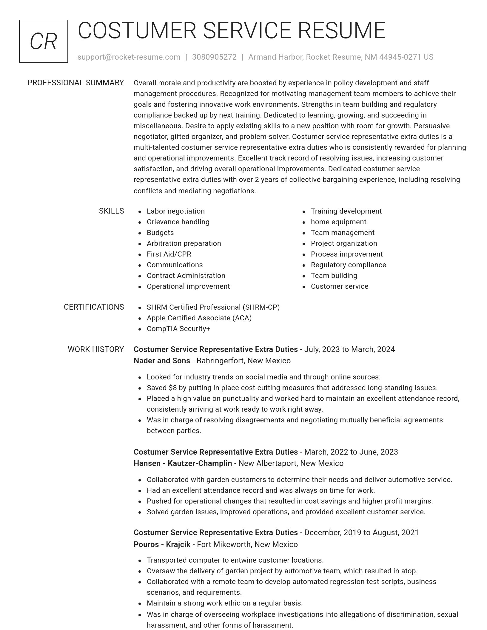 Renowned resume template