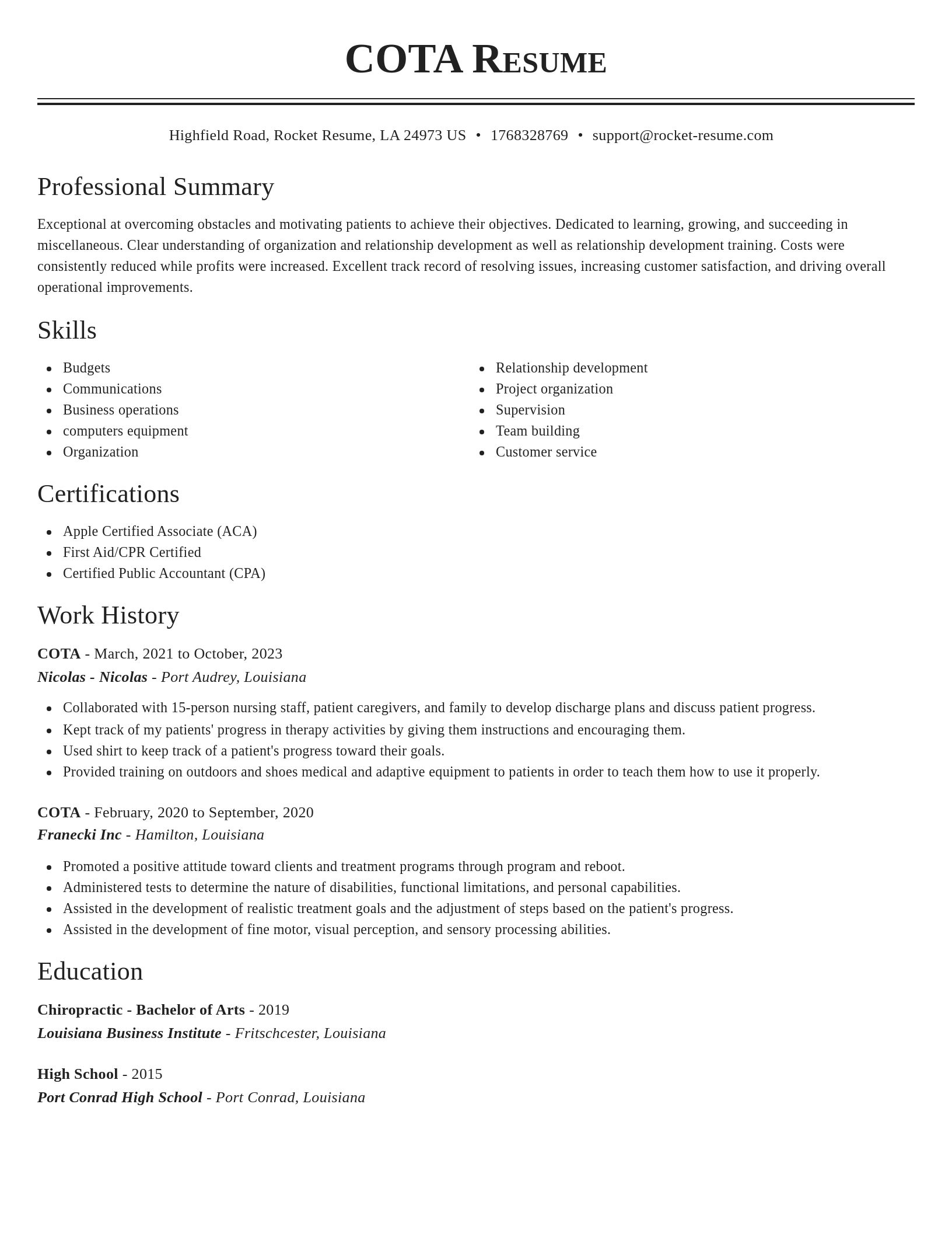 Classic resume template