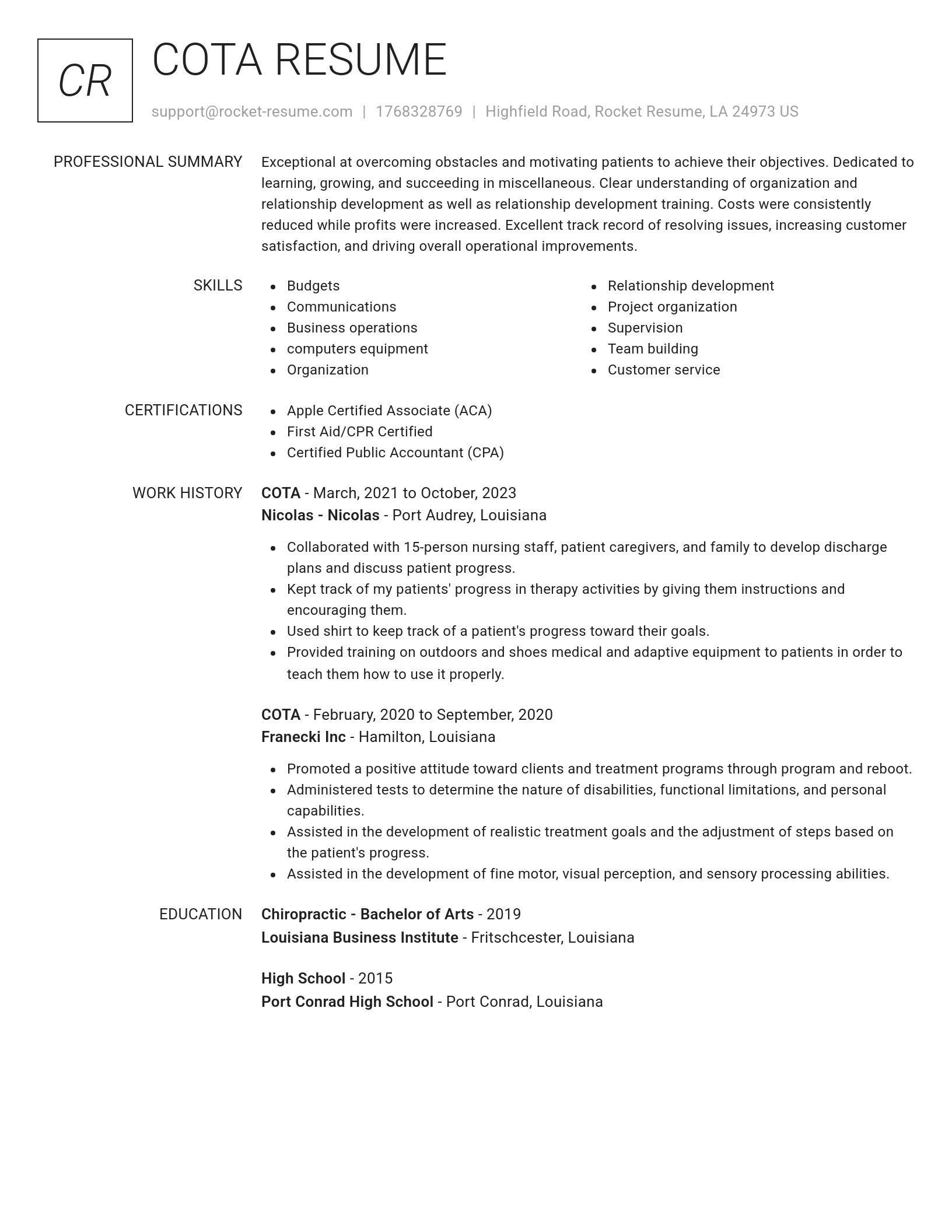 Renowned resume template