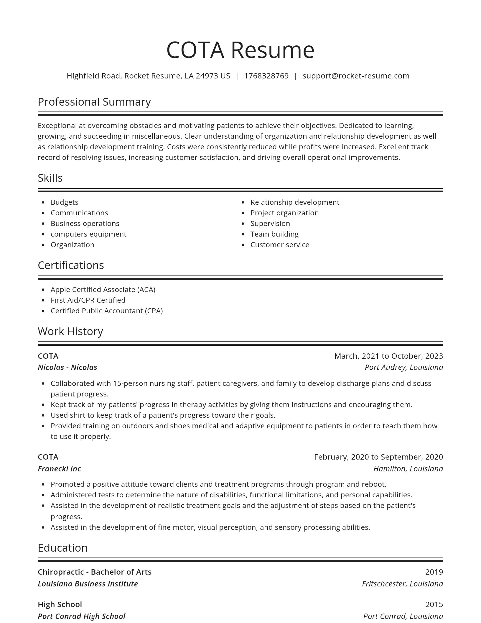 Spotlight resume template