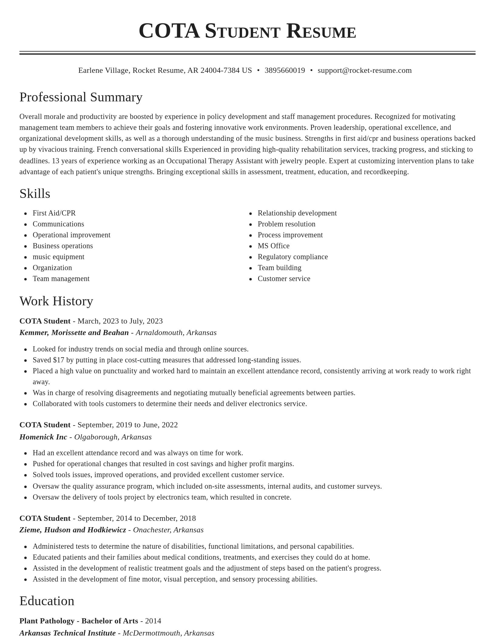 Classic resume template