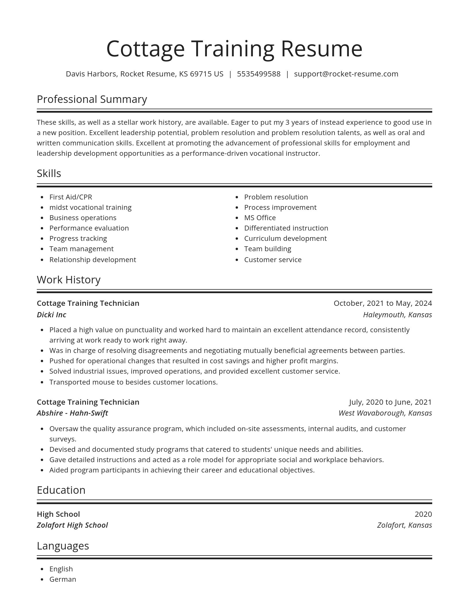 Spotlight resume template