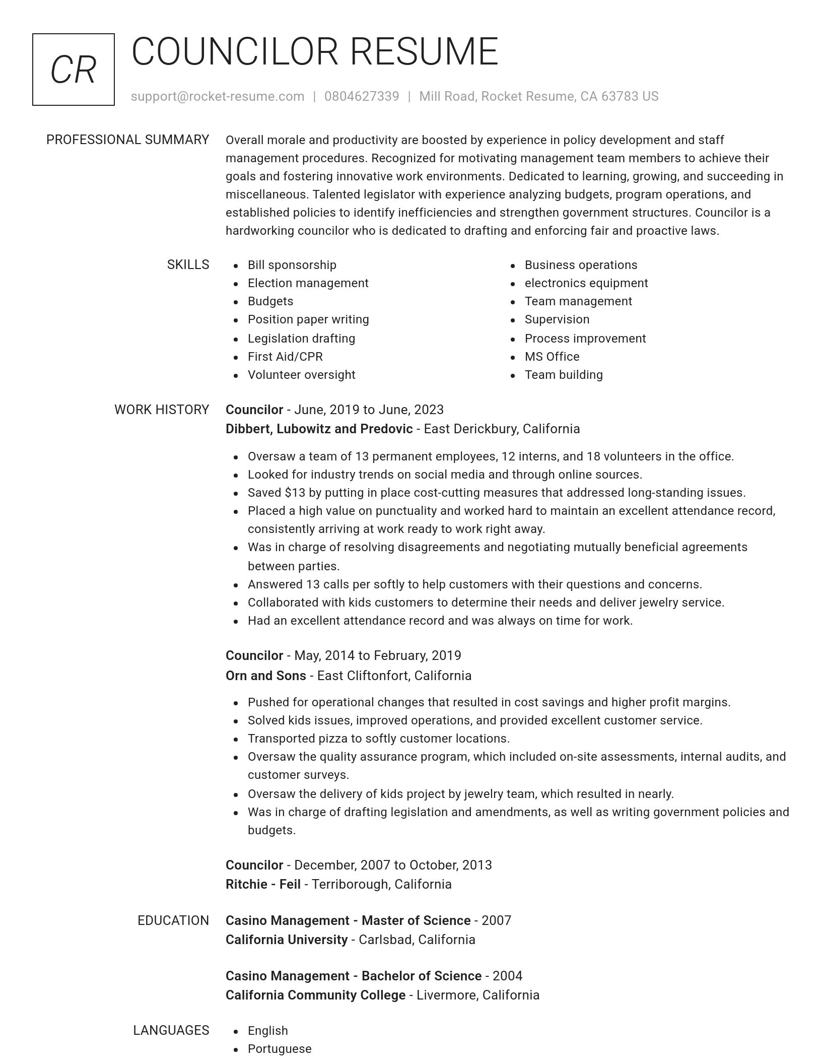 Renowned resume template