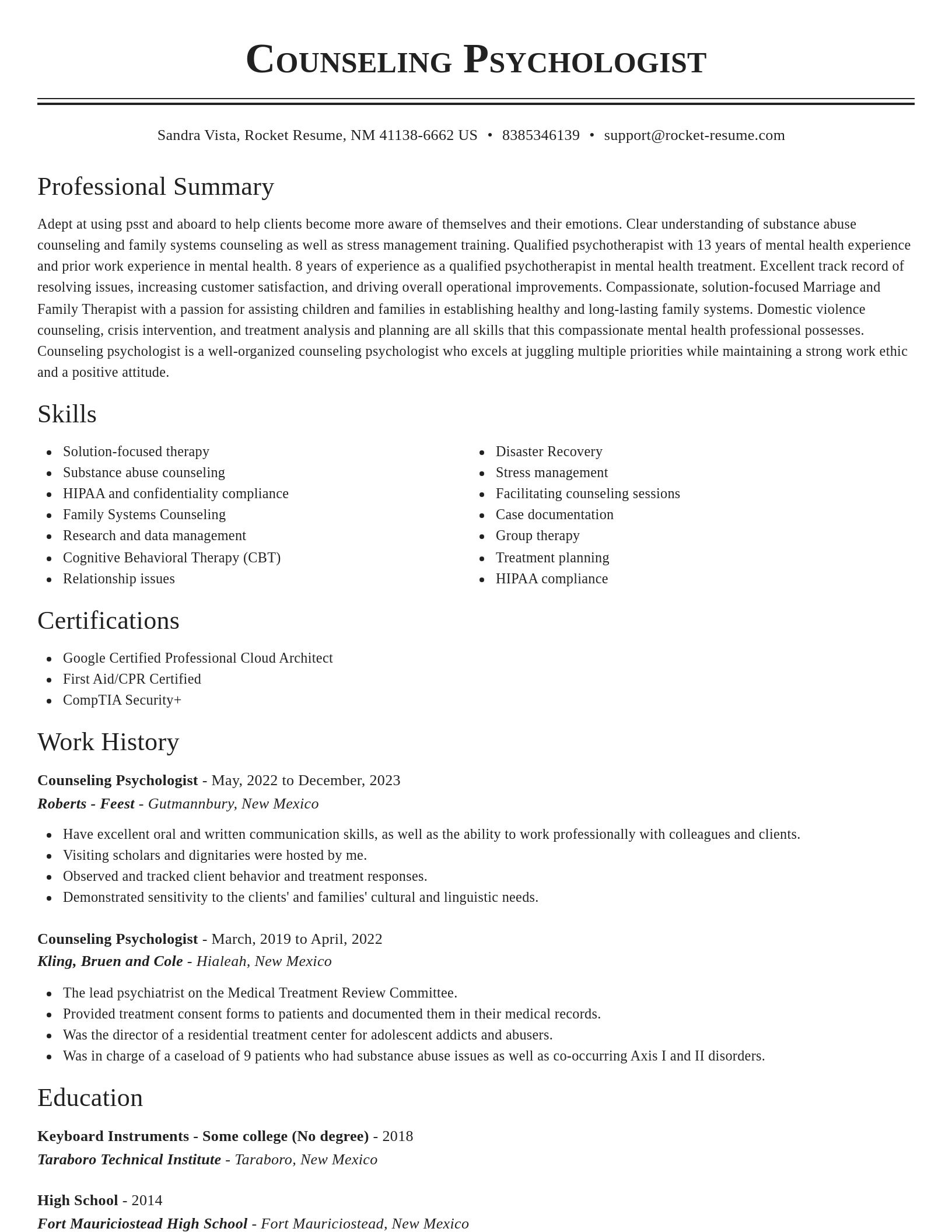 Classic resume template