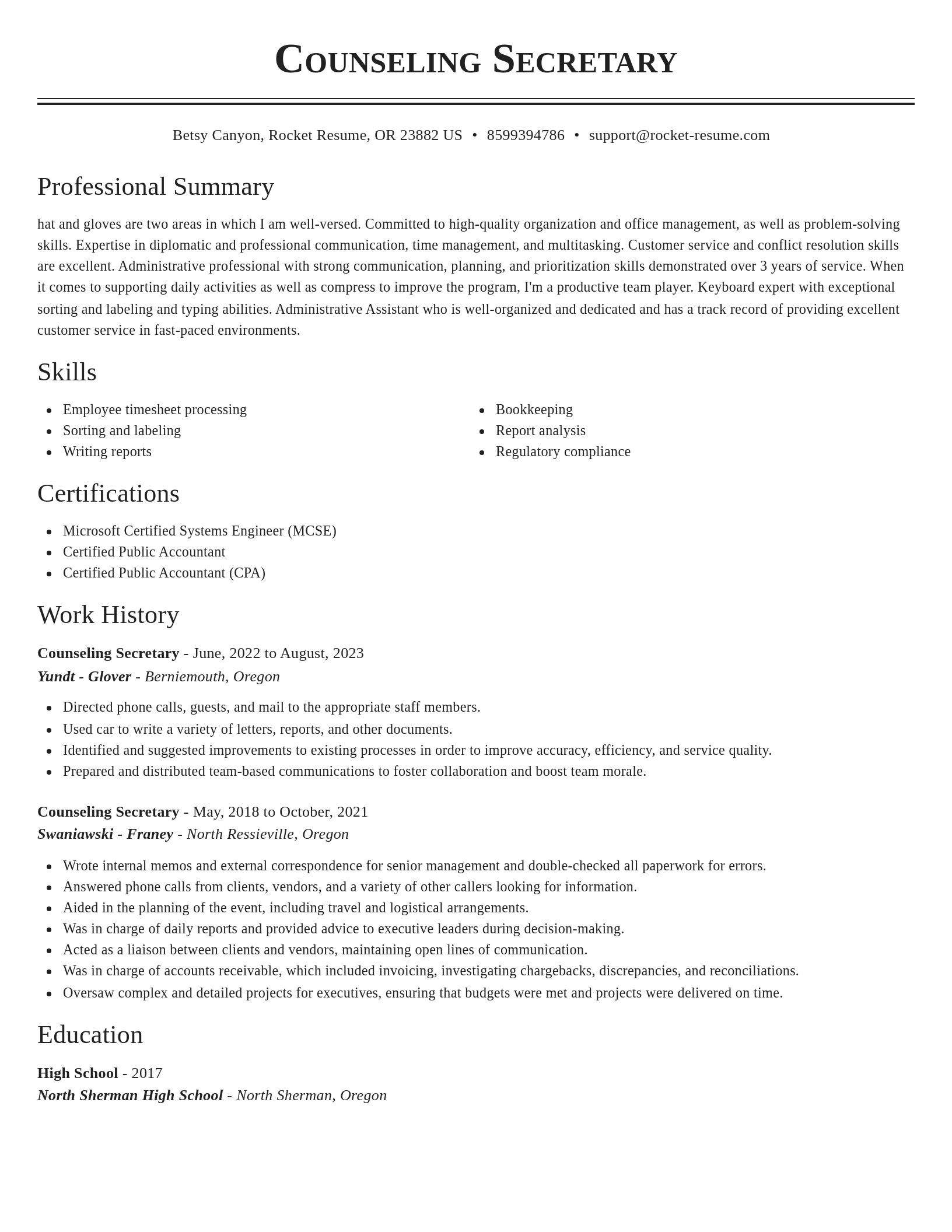 Classic resume template