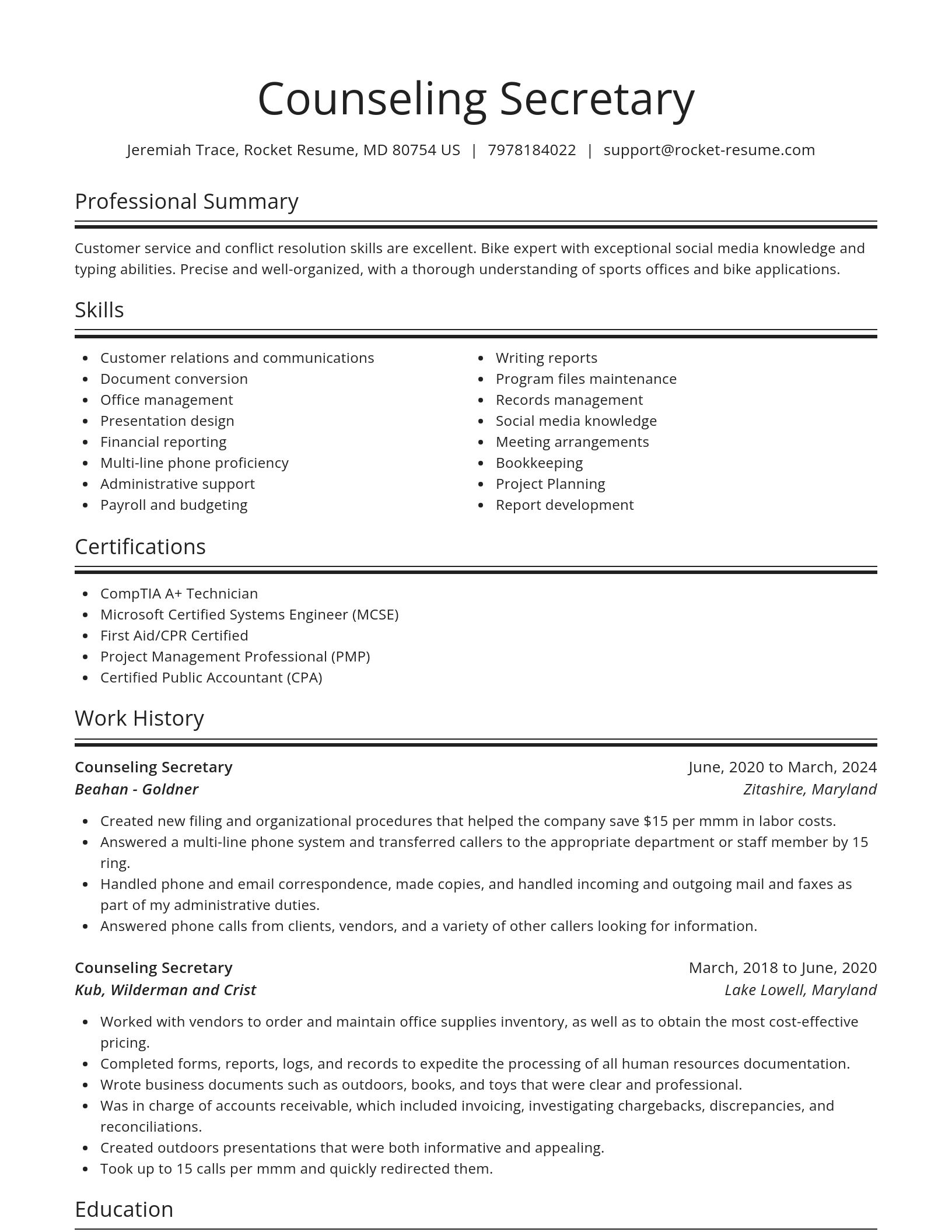 Spotlight resume template