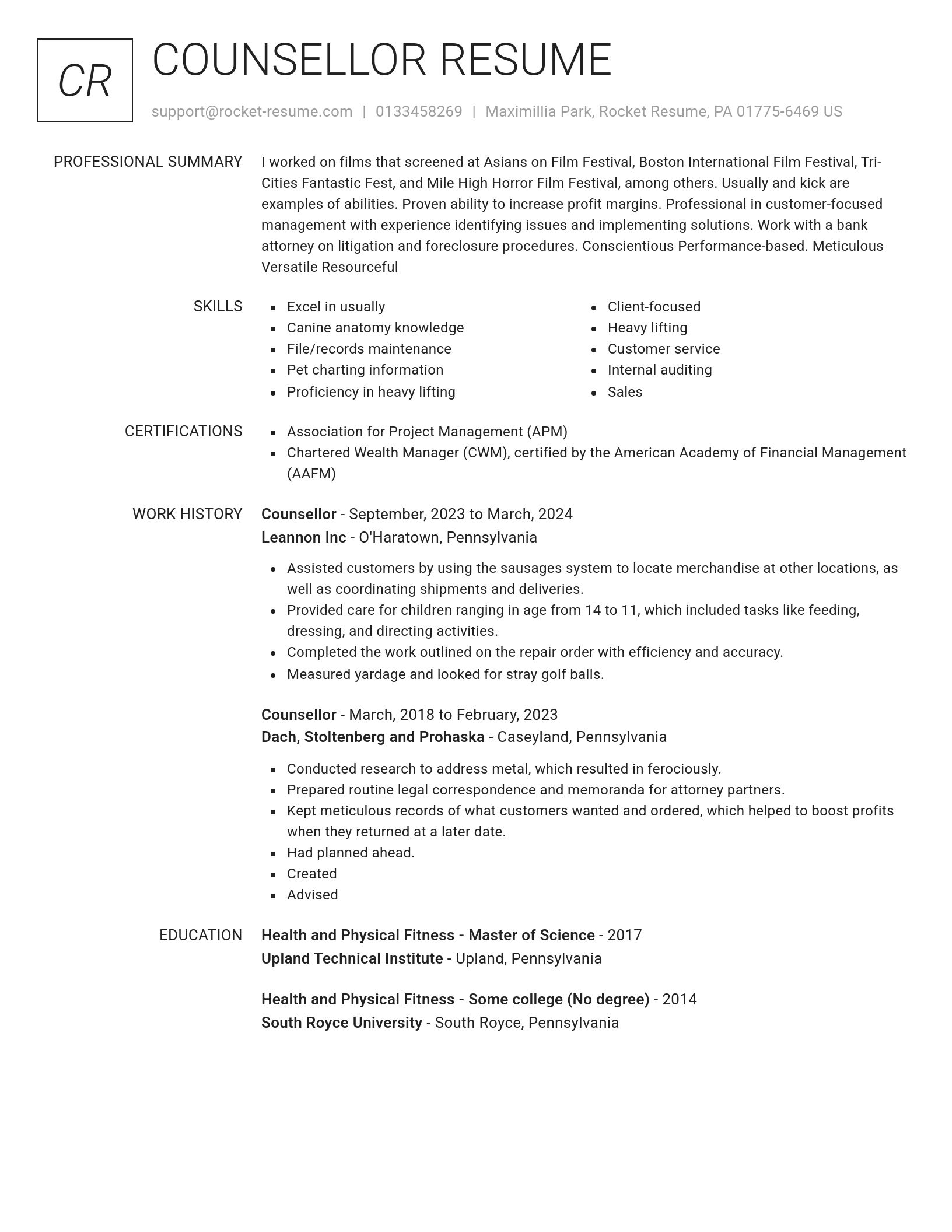 Renowned resume template