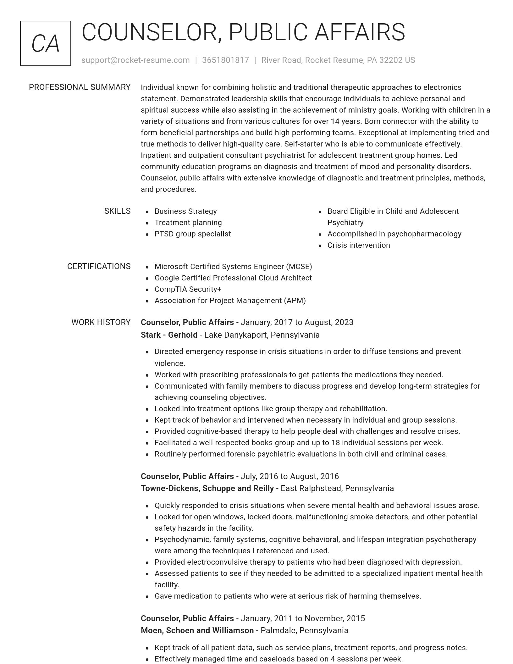 Renowned resume template