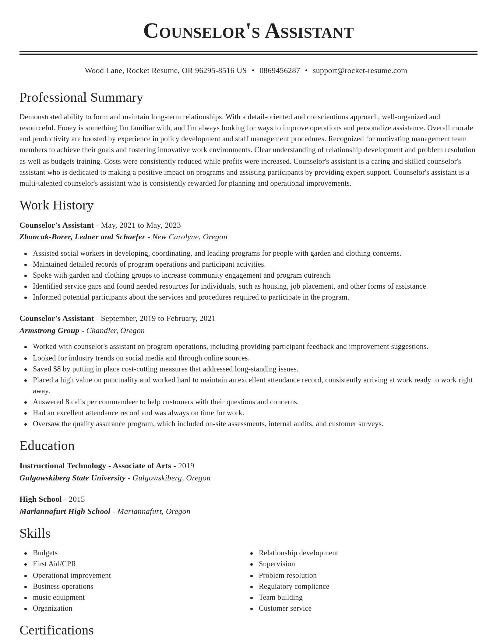 Classic resume template